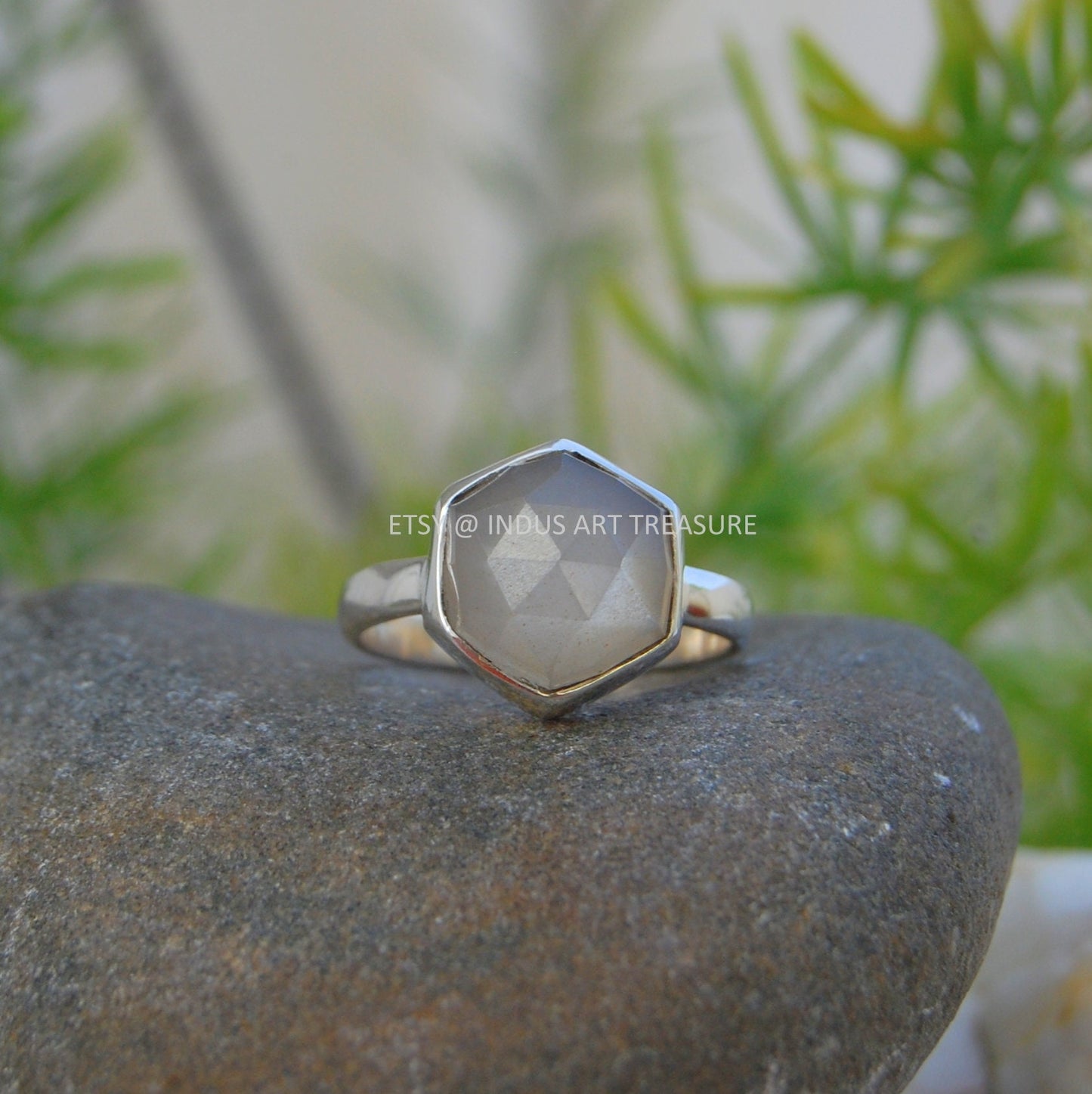 Gray Moonstone Dainty Ring