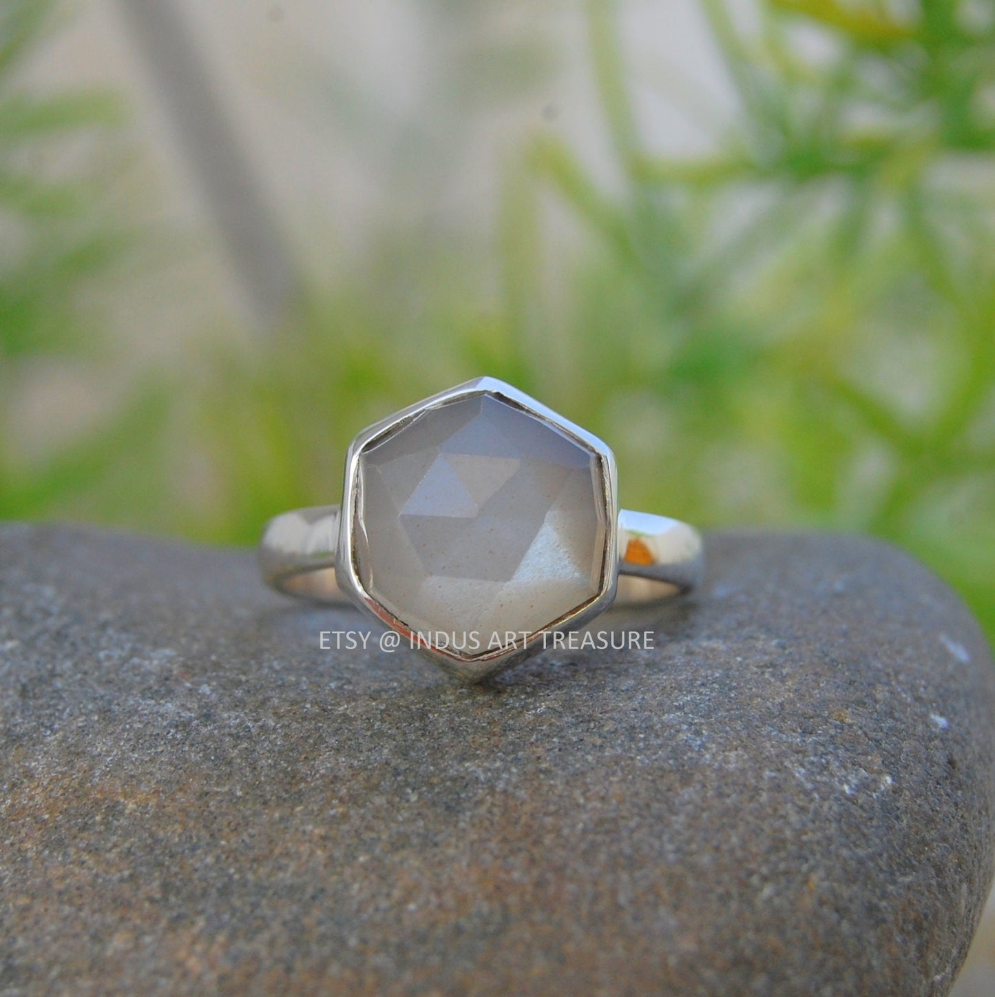 Gray Moonstone Dainty Ring