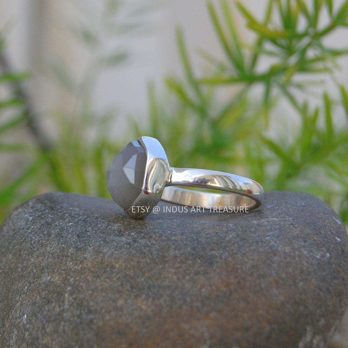 Gray Moonstone Dainty Ring