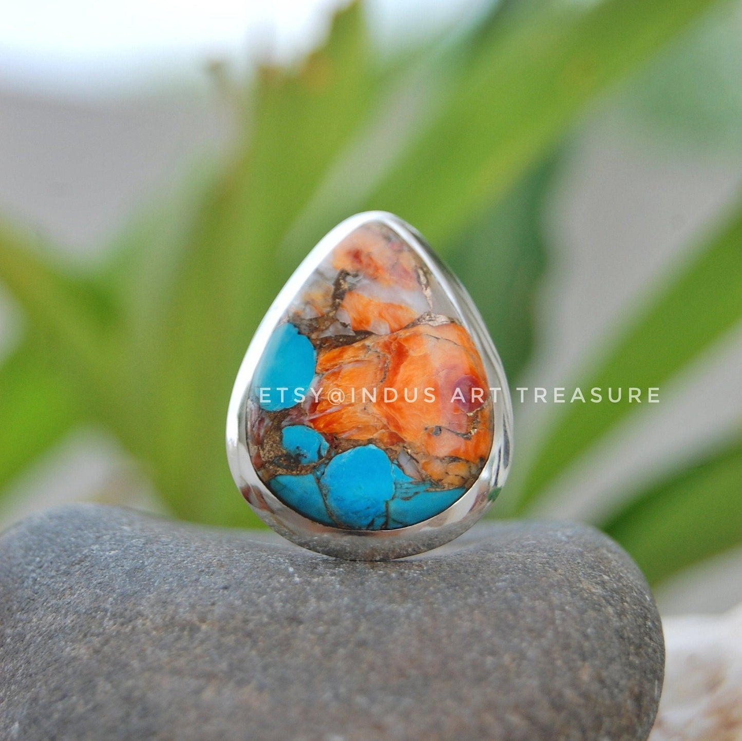 Oyster Copper Turquoise Statement Ring