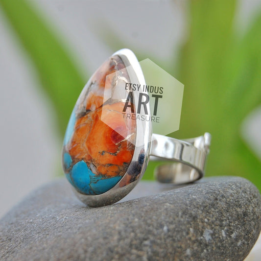 Oyster Copper Turquoise Statement Ring