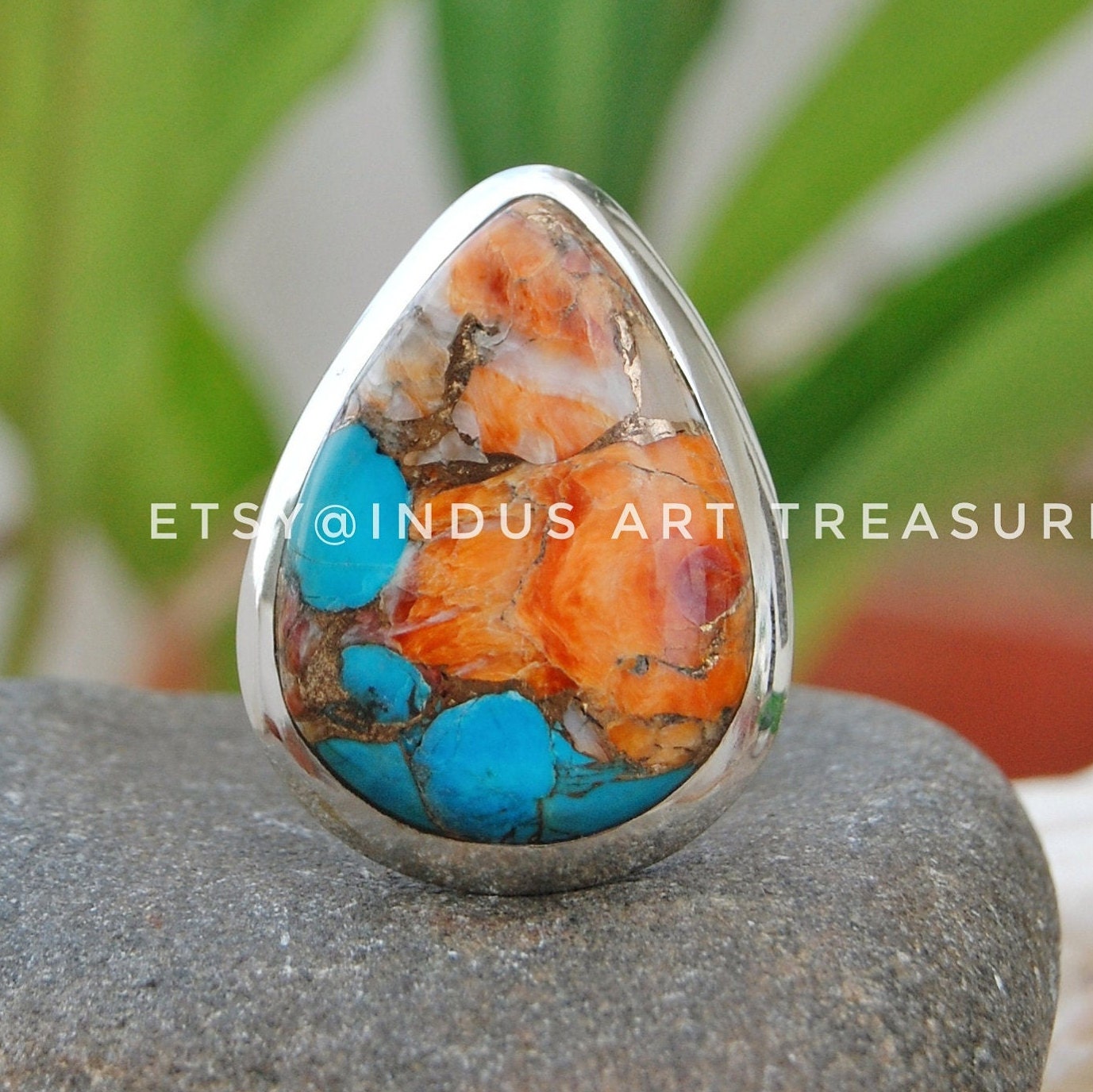 Oyster Copper Turquoise Statement Ring