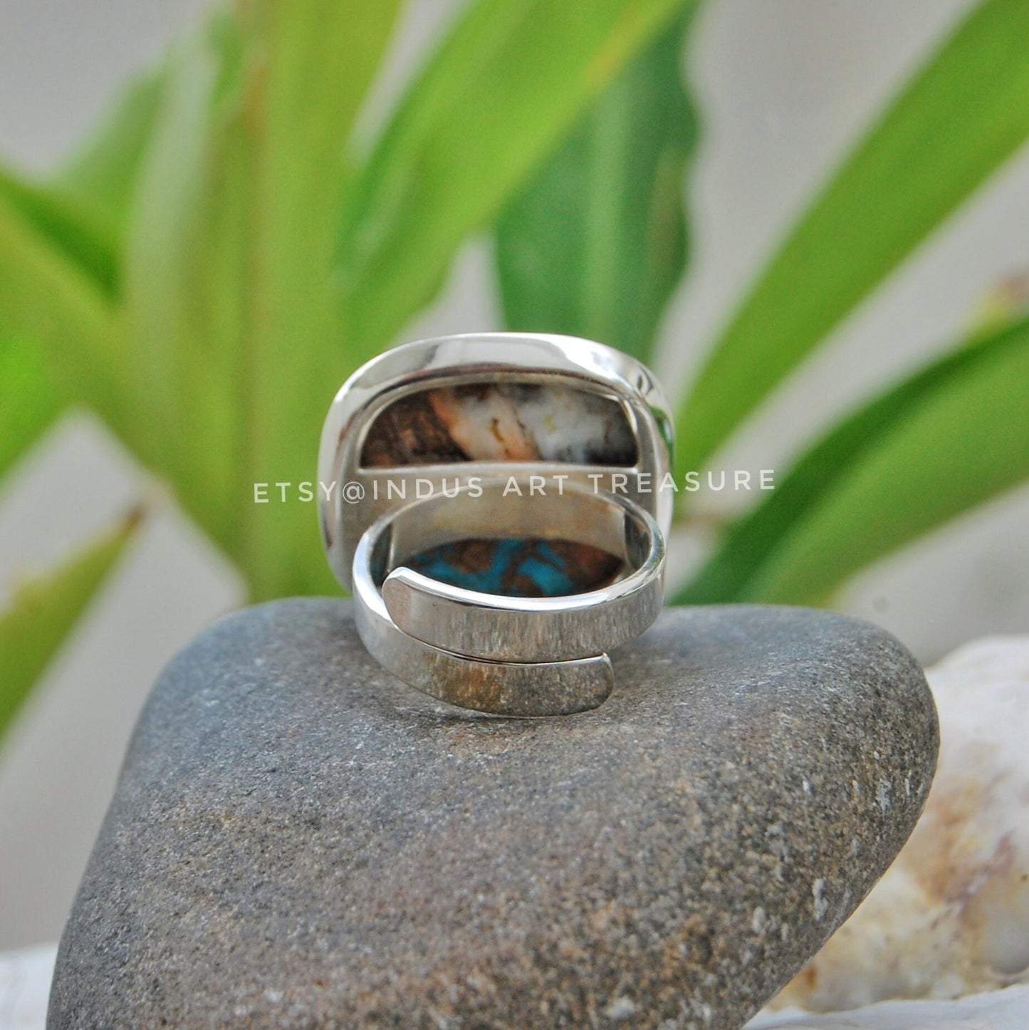 Oyster Copper Turquoise Statement Ring