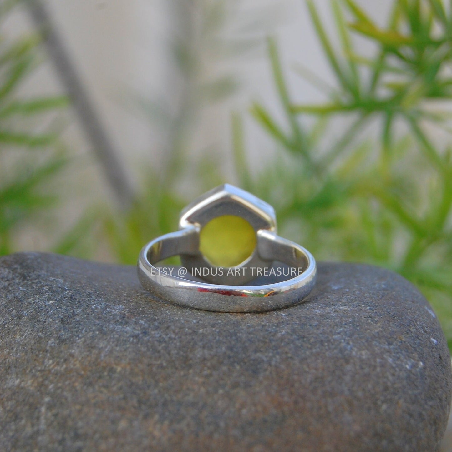 Yellow Onyx Dainty Silver Ring