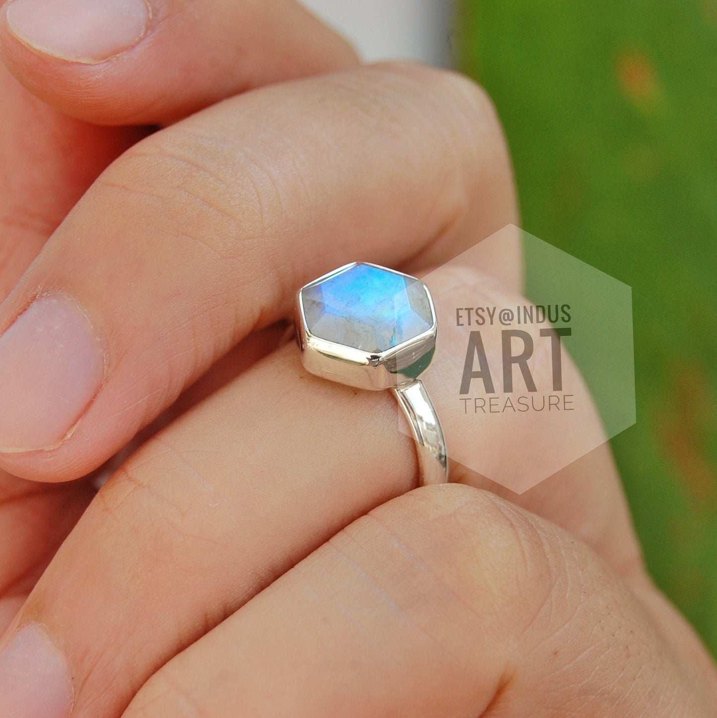 Rainbow Moonstone Ring