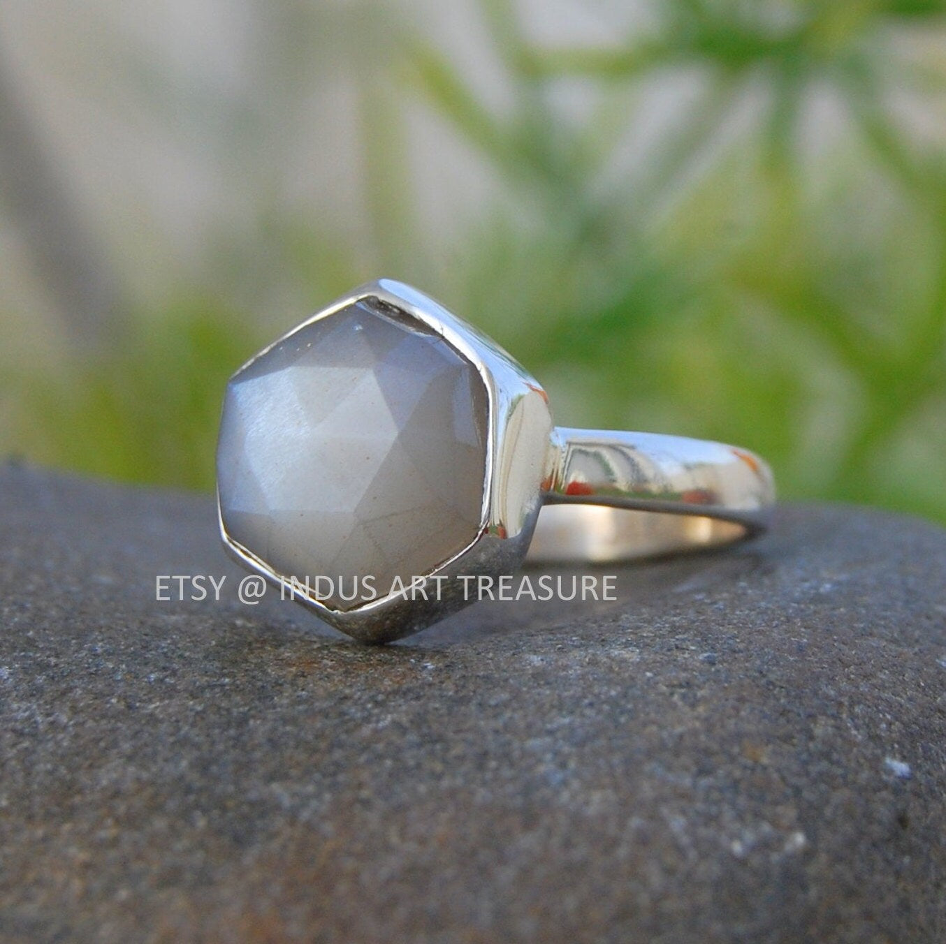Gray Moonstone Dainty Ring