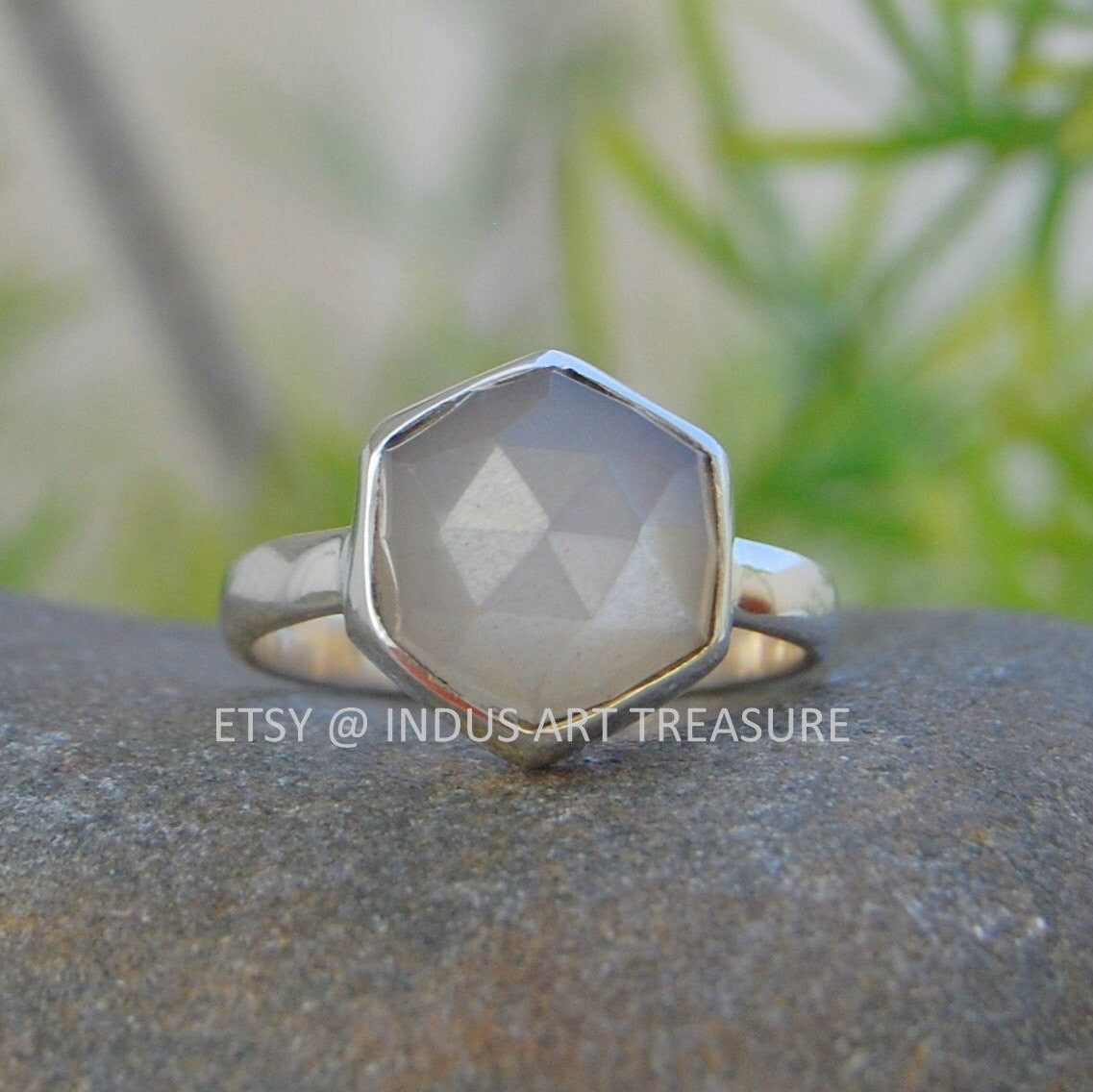 Gray Moonstone Dainty Ring