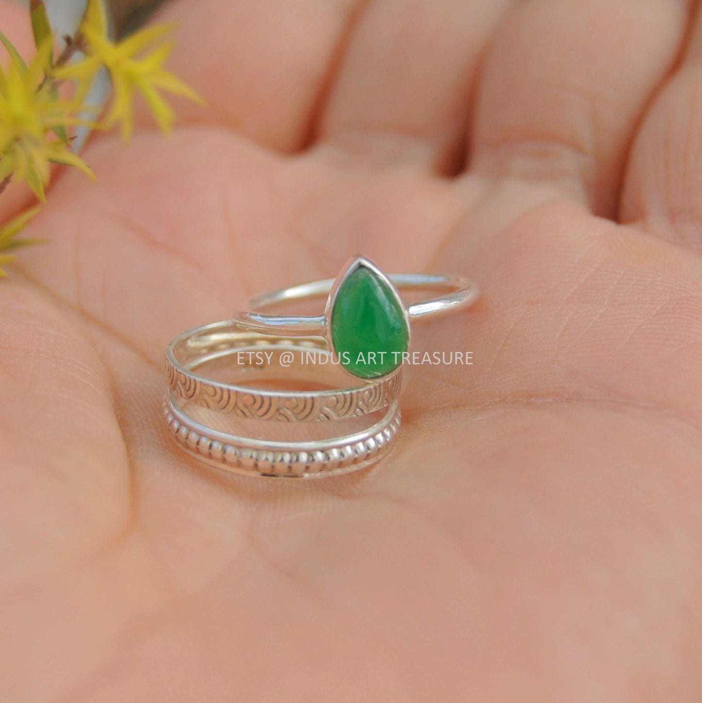 Natural Jade Stacking Ring Set