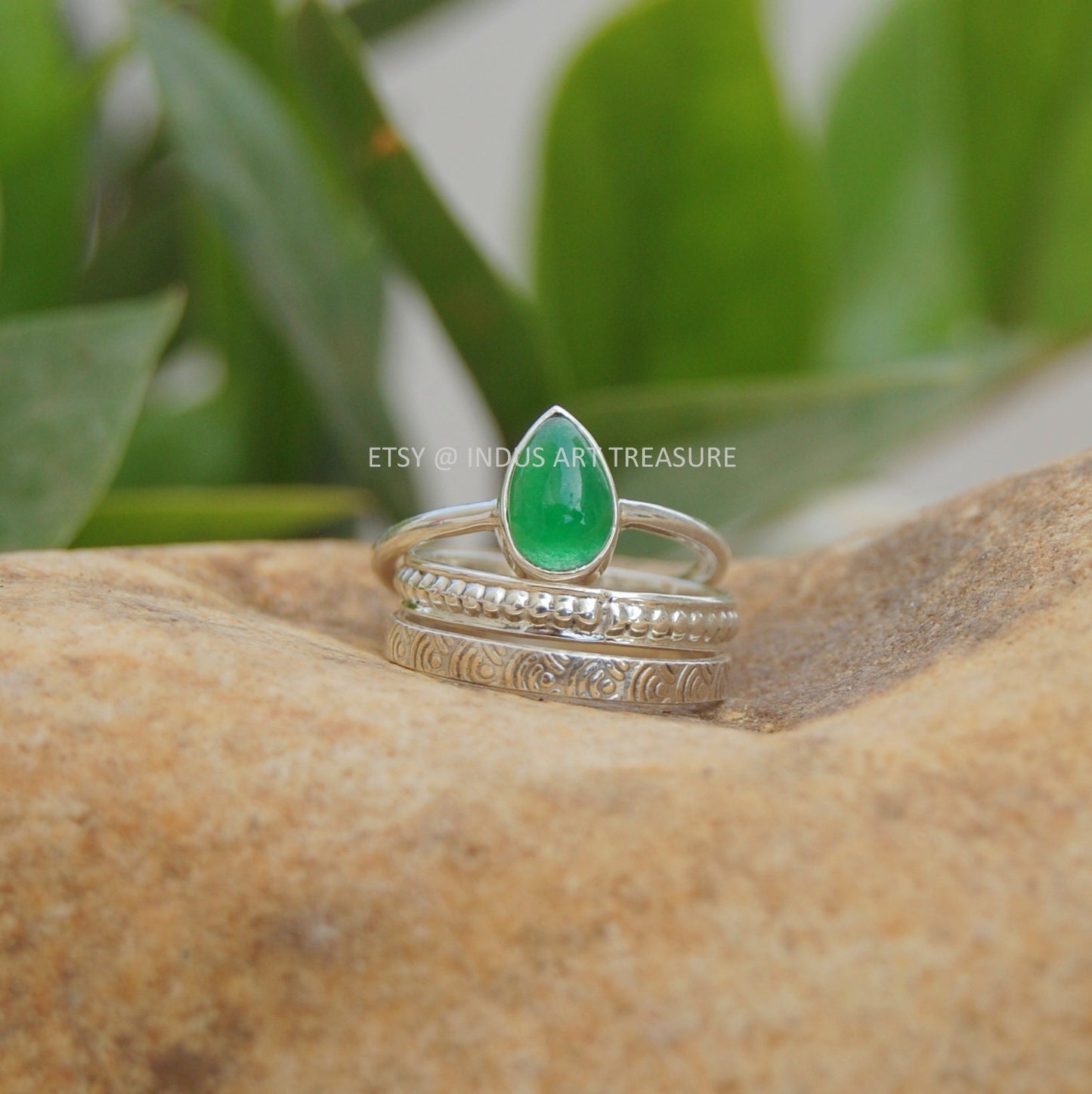 Natural Jade Stacking Ring Set