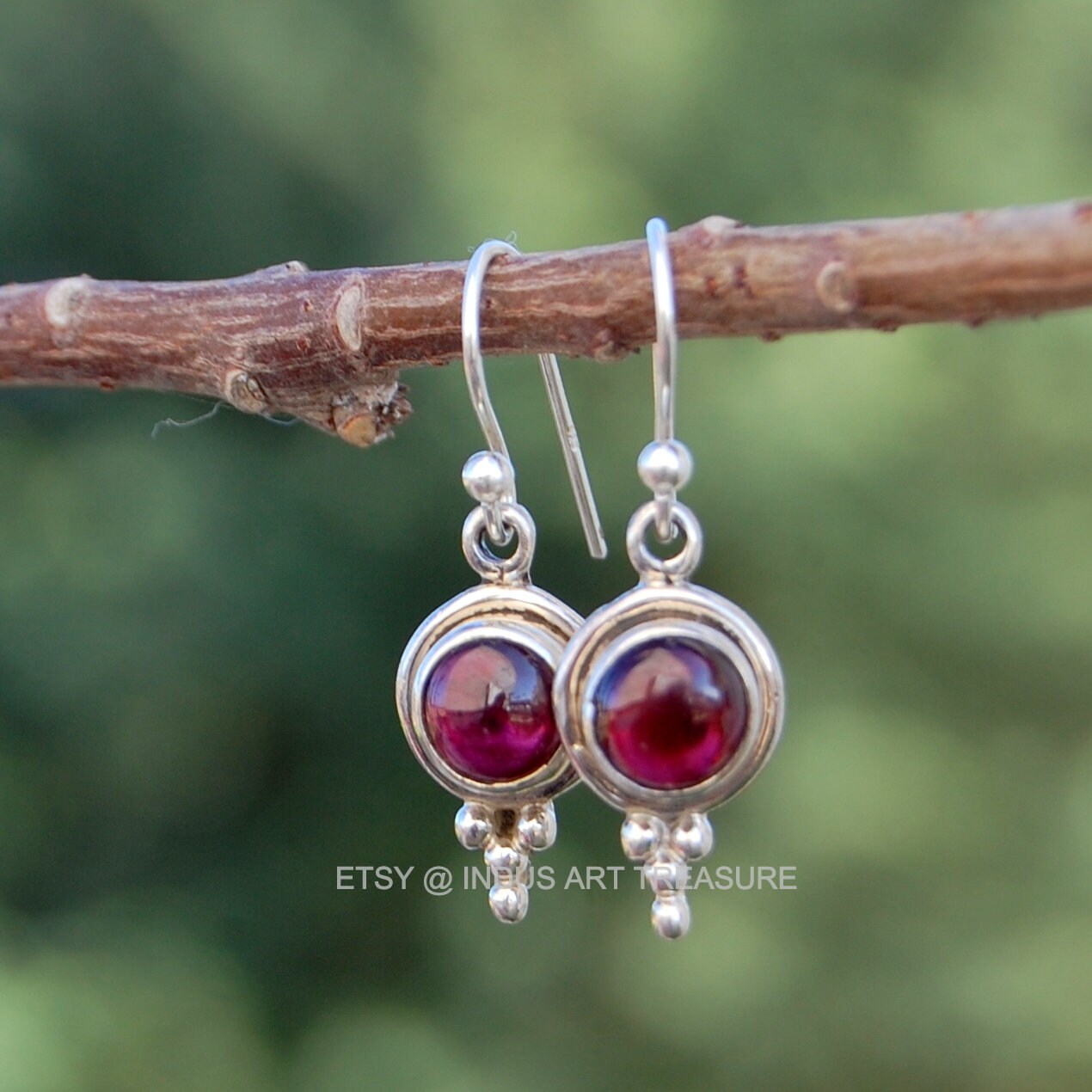 Garnet Boho Drop Earrings