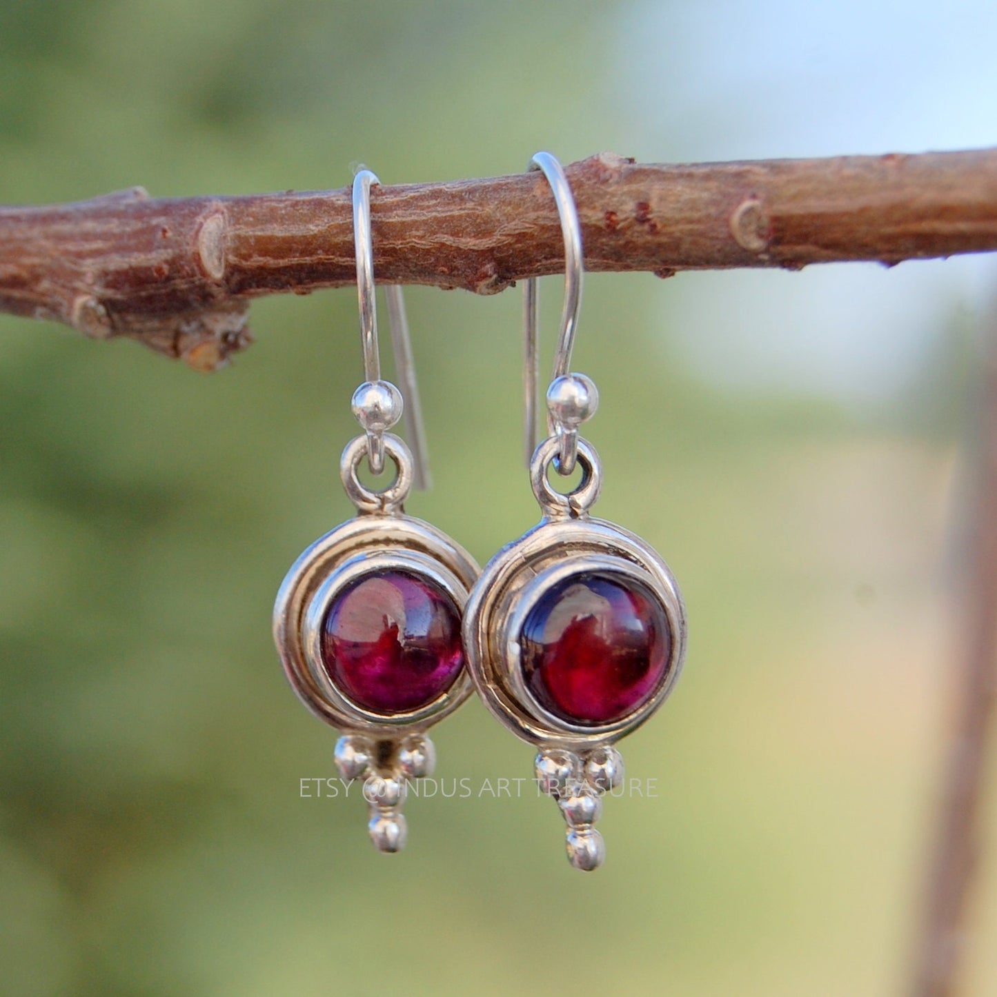 Garnet Boho Drop Earrings