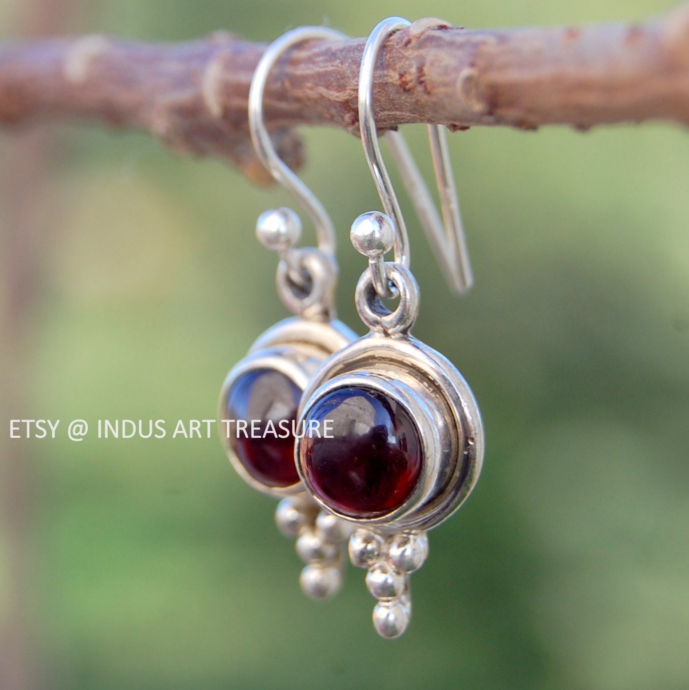 Garnet Boho Drop Earrings