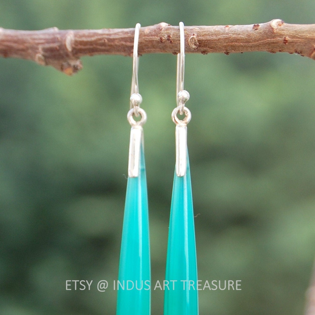 Aqua Chalcedony 50mm Long Earrings