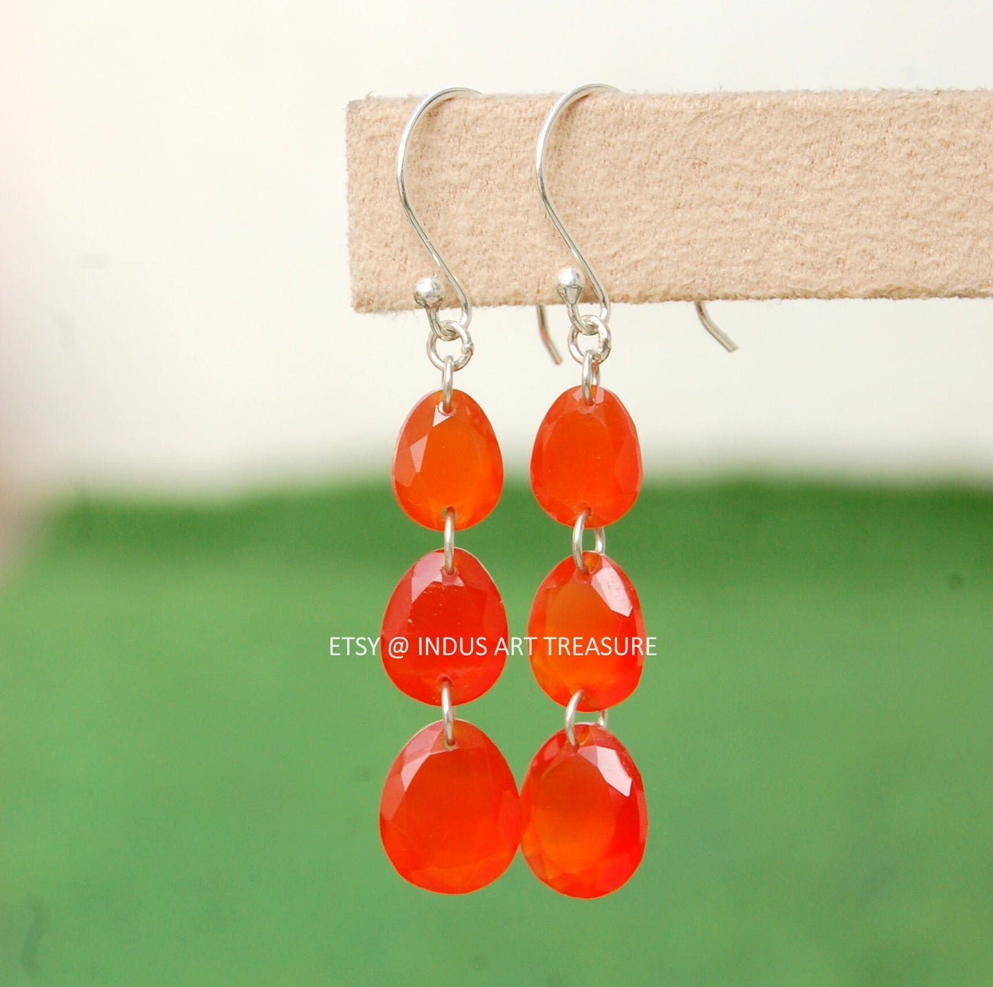 Carnelian Long Dangling Earrings