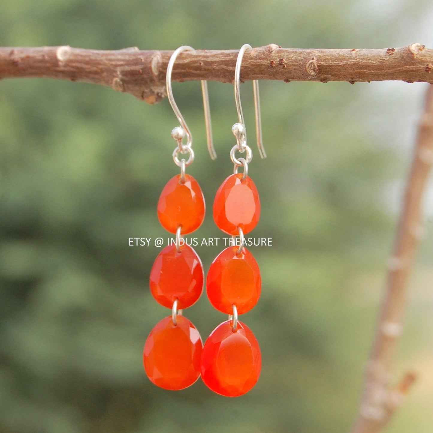 Carnelian Long Dangling Earrings