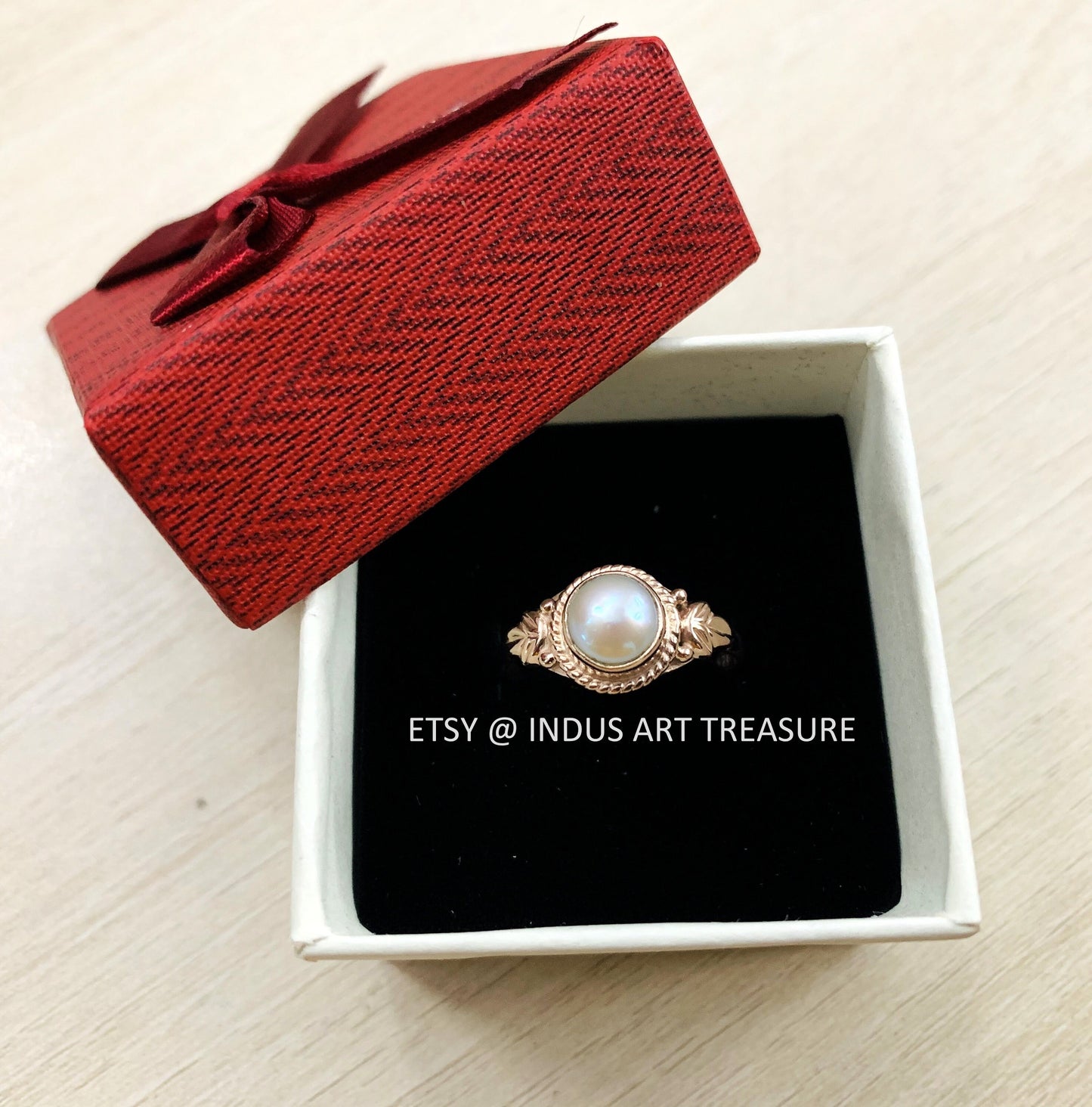 Dainty Pearl Rose Gold Plated Ring