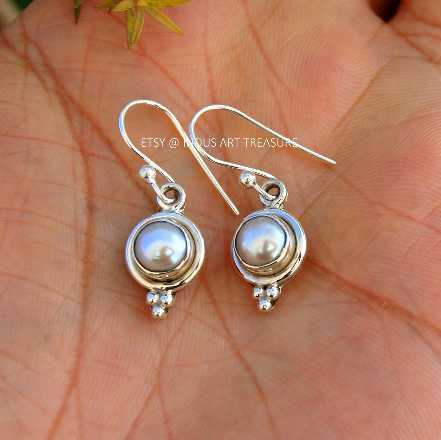 Fresh Water White Pearl Boho Earrings