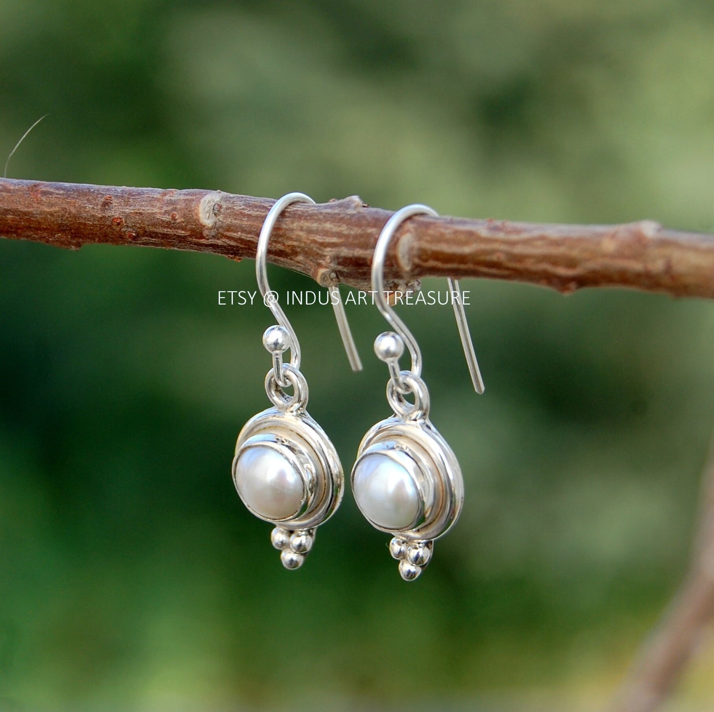 Fresh Water White Pearl Boho Earrings