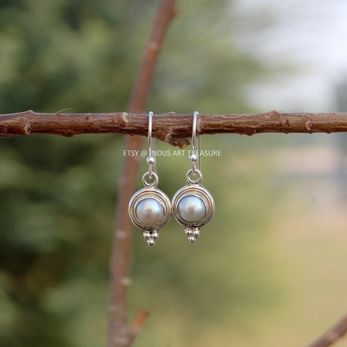 Fresh Water White Pearl Boho Earrings