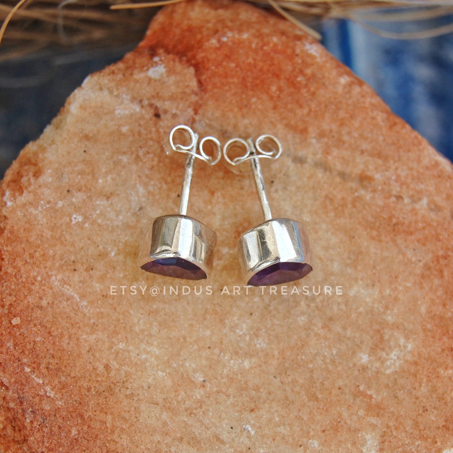 Purple Amethyst Stud Earrings