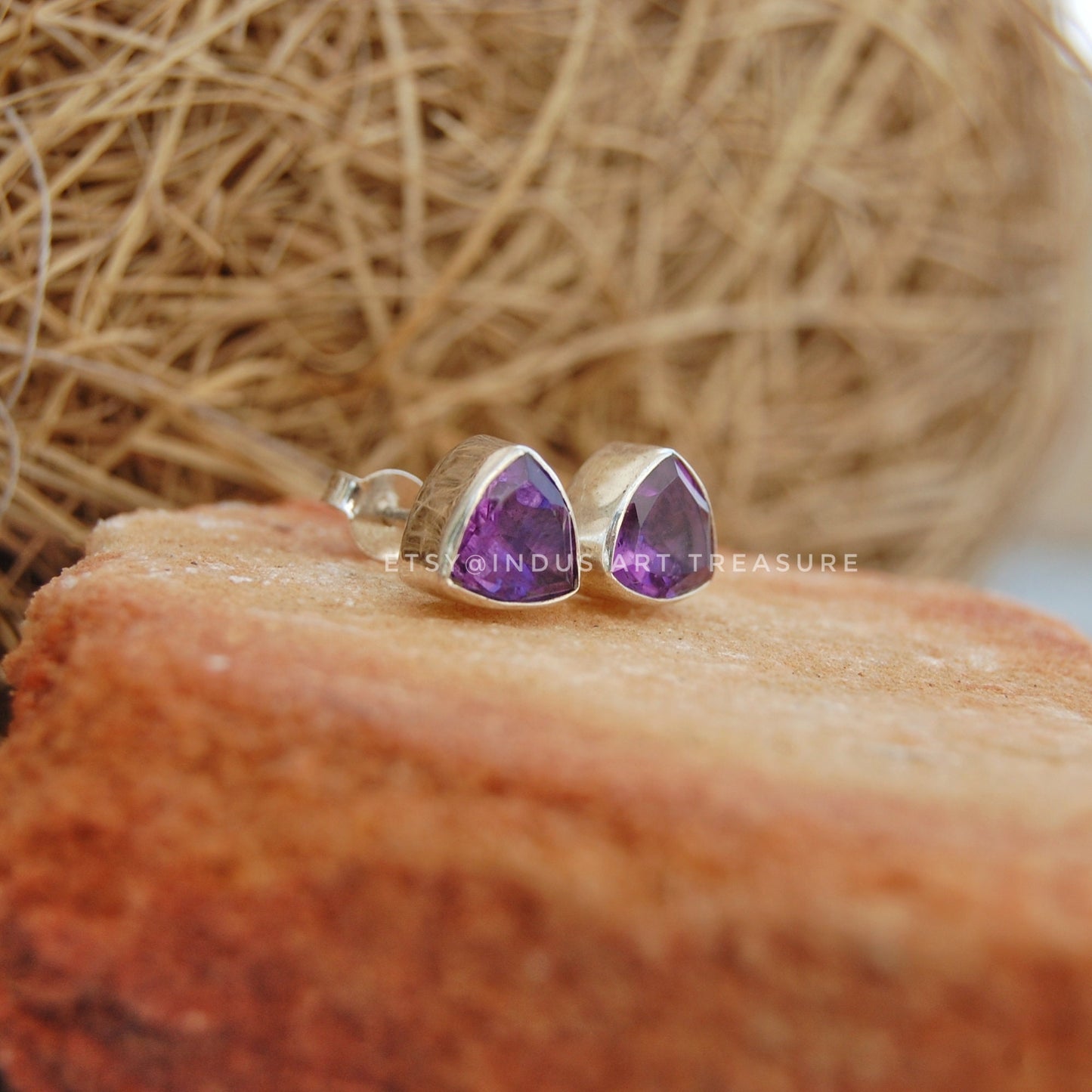 Purple Amethyst Stud Earrings