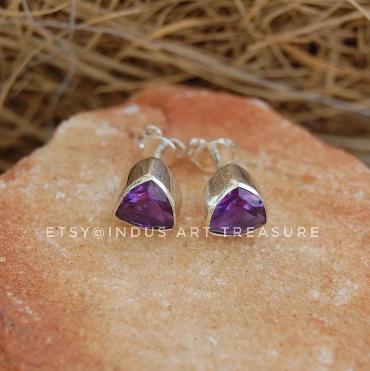 Purple Amethyst Stud Earrings
