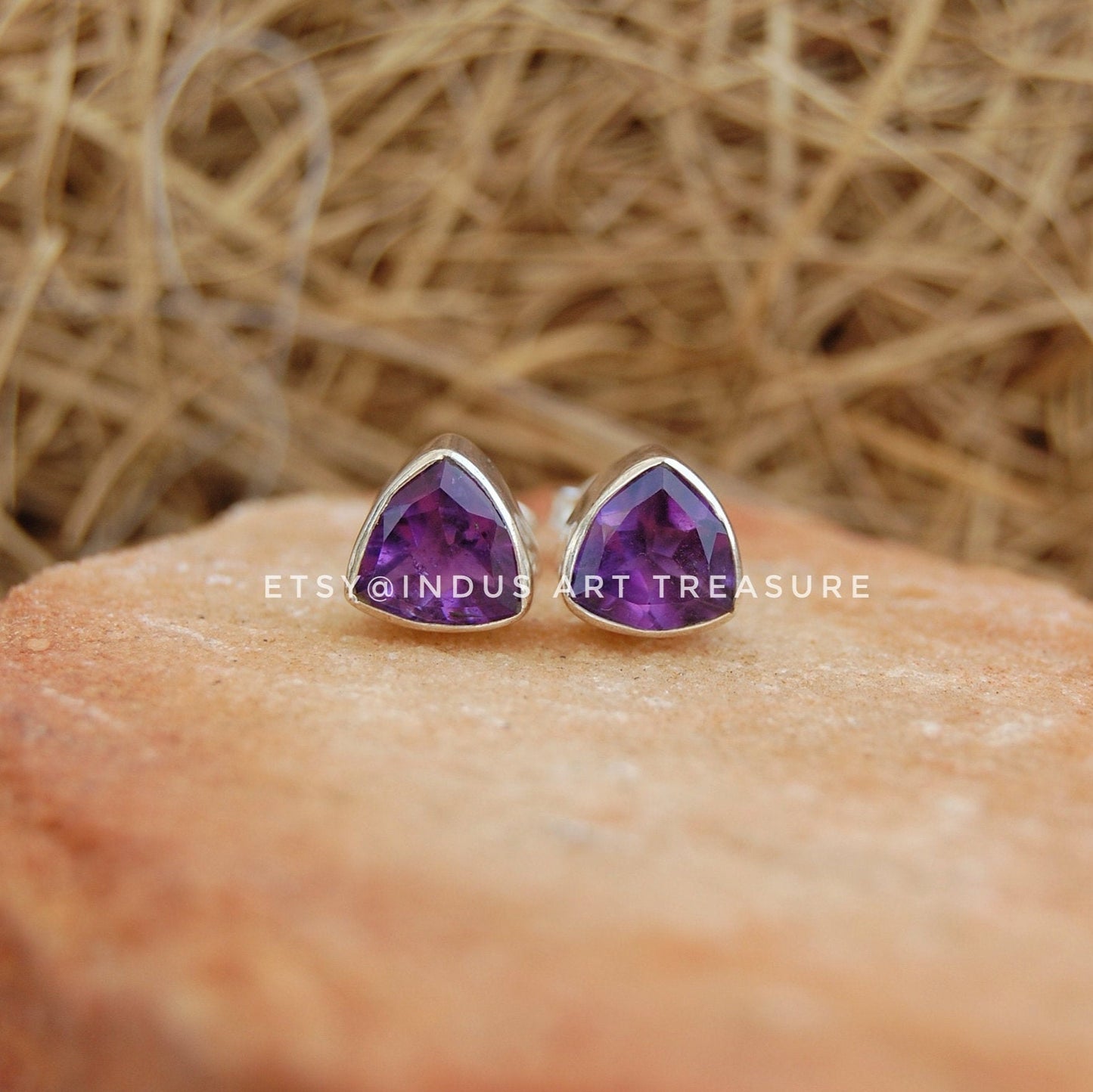 Purple Amethyst Stud Earrings