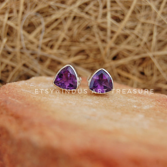 Purple Amethyst Stud Earrings