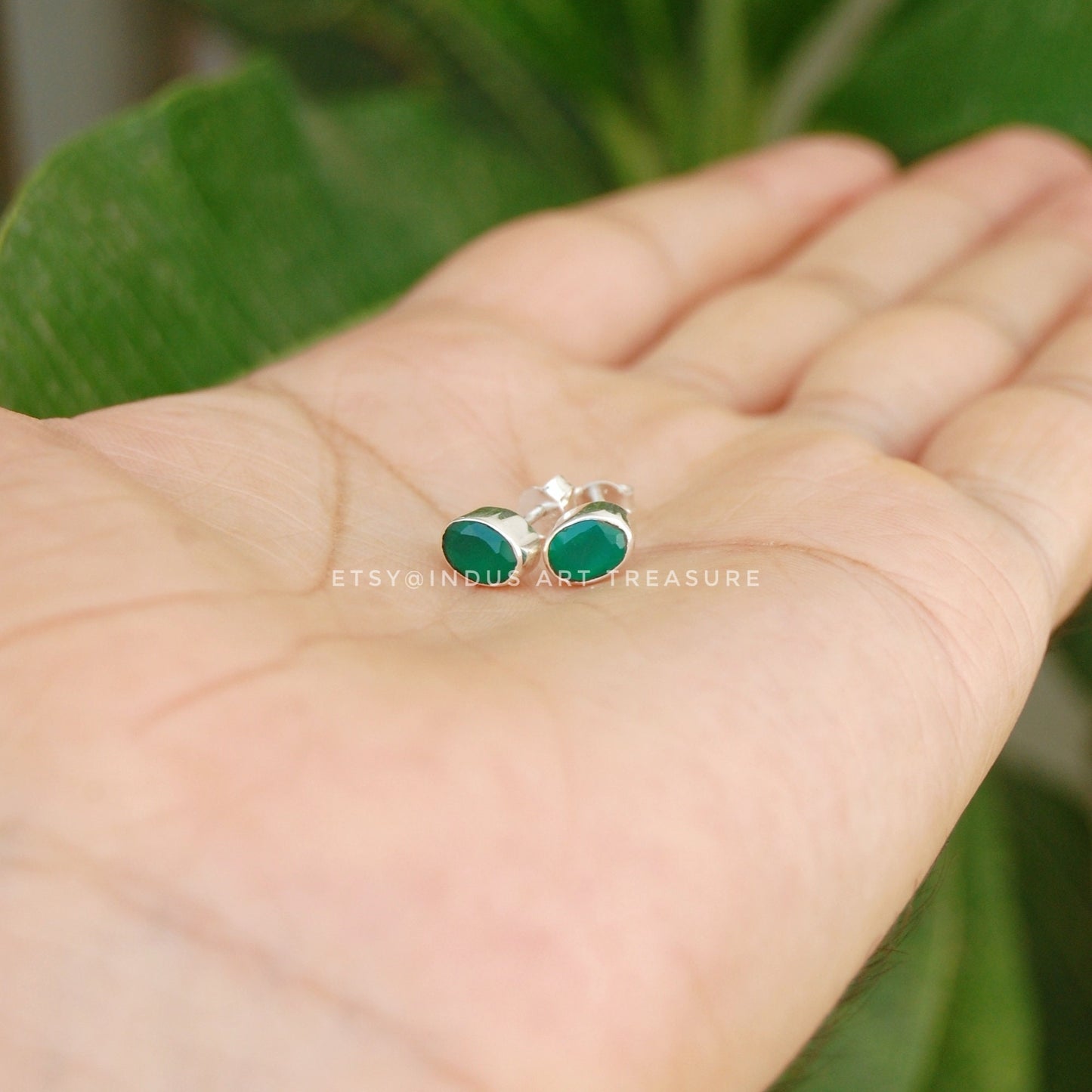 Green Onyx Stud Earrings