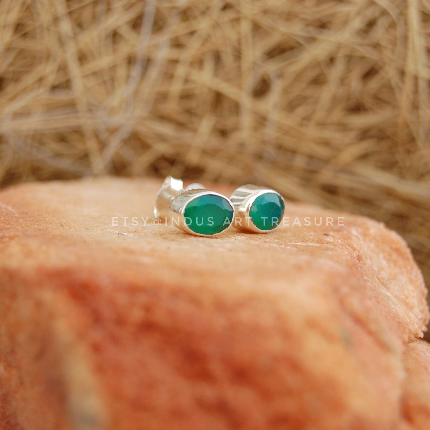 Green Onyx Stud Earrings
