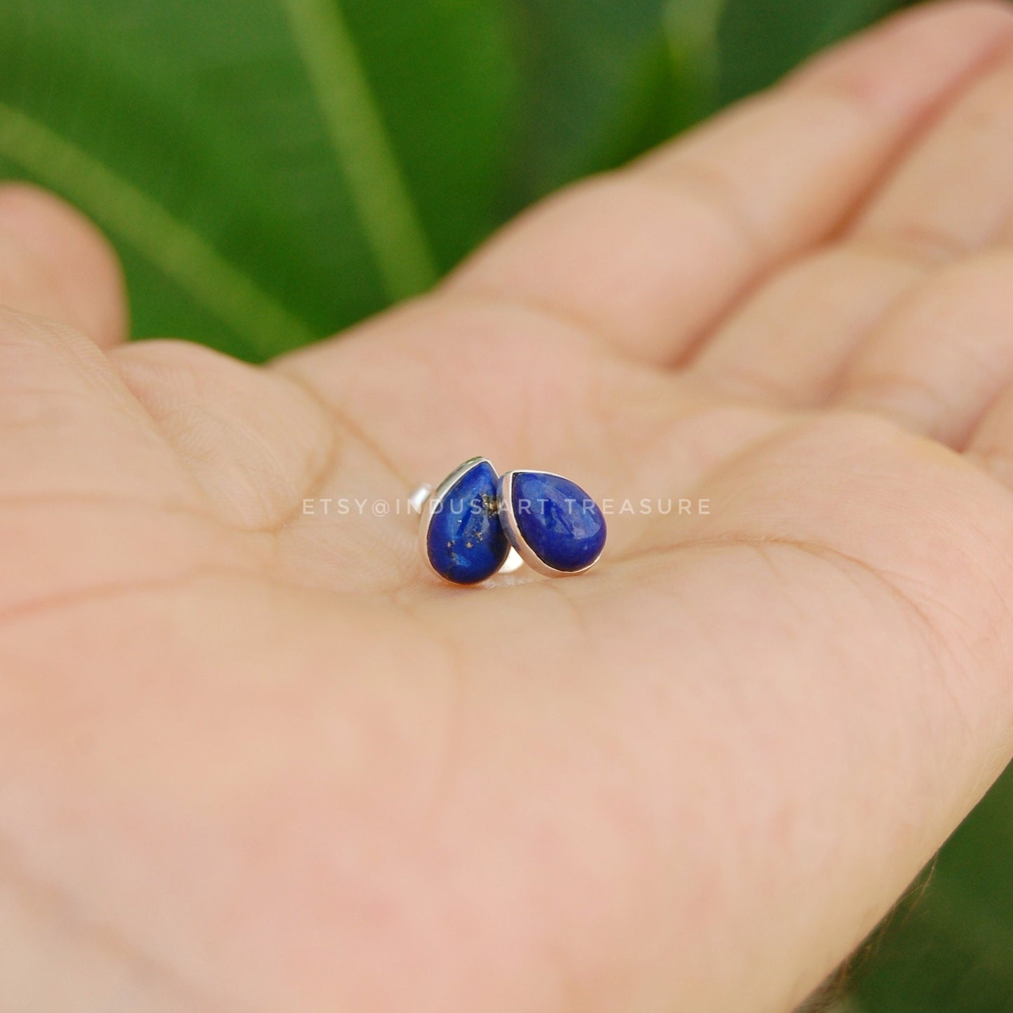 Natural Lapis Stud Earrings