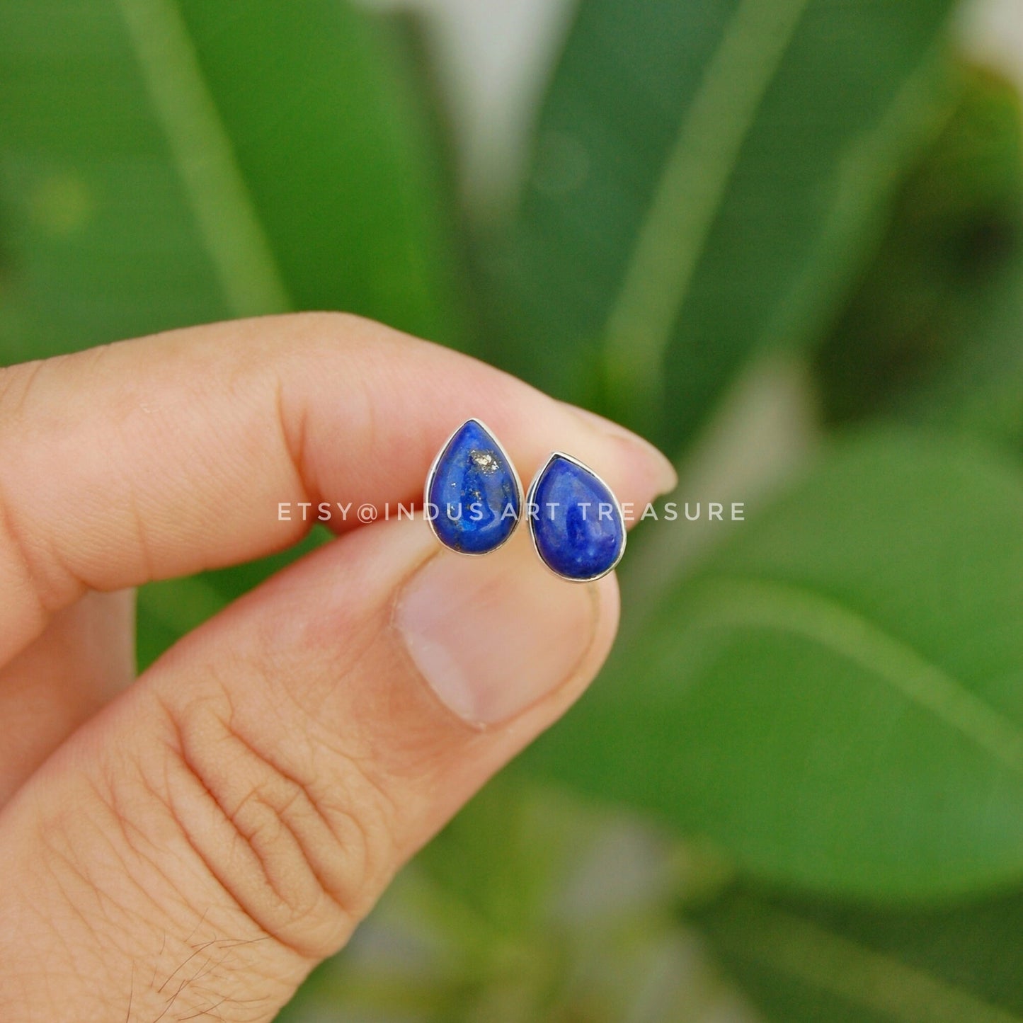 Natural Lapis Stud Earrings