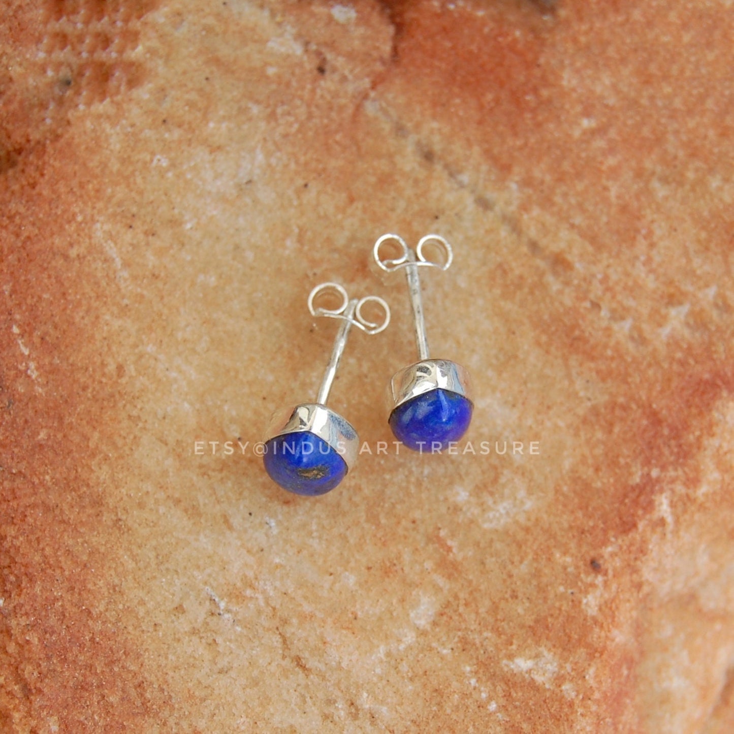 Natural Lapis Stud Earrings
