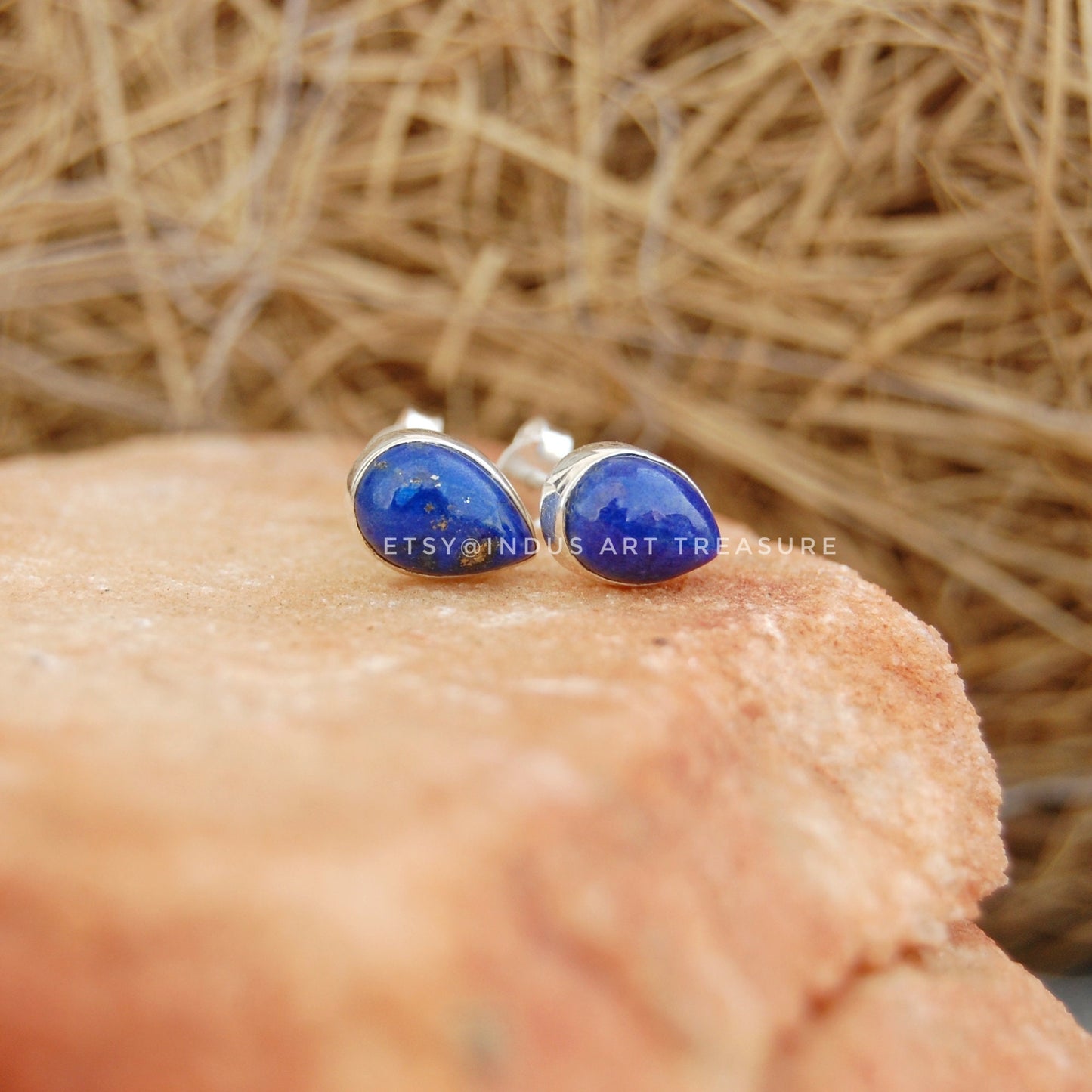 Natural Lapis Stud Earrings