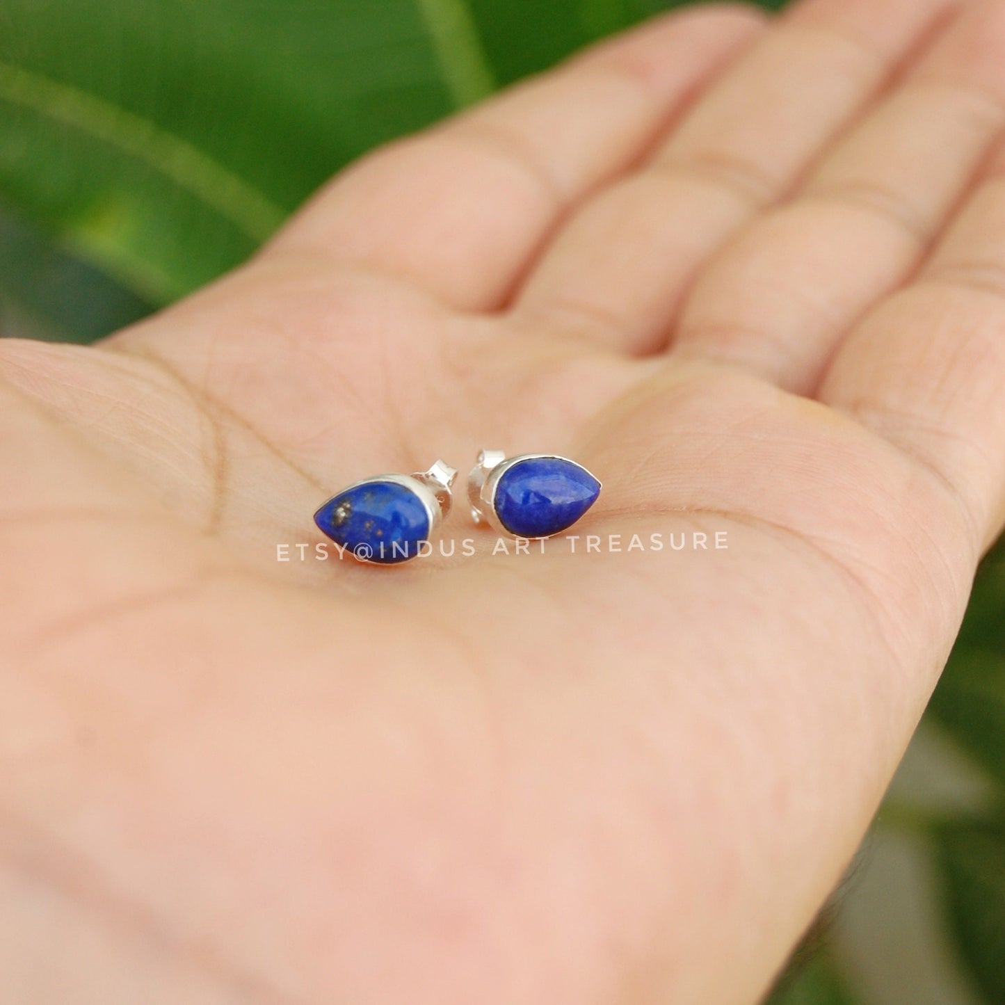 Natural Lapis Stud Earrings