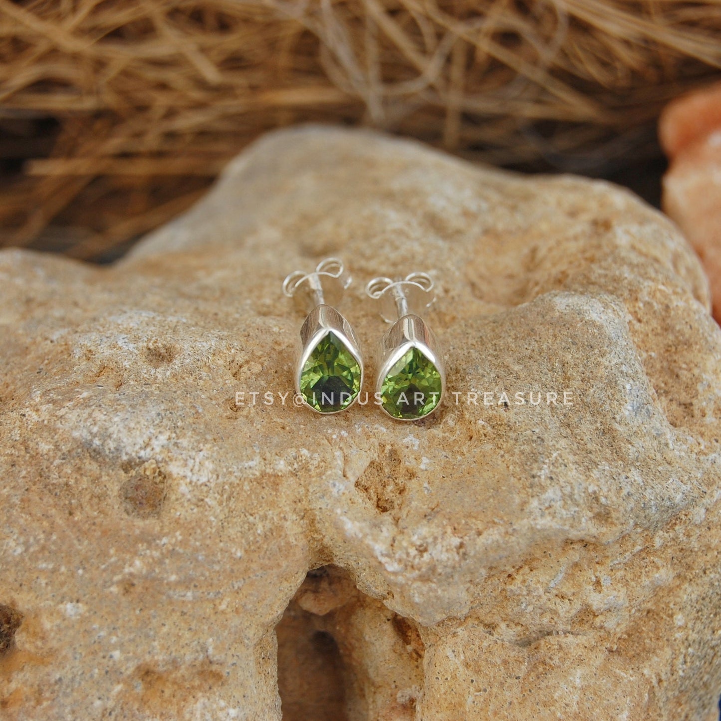 Peridot Pear Stud Earrings