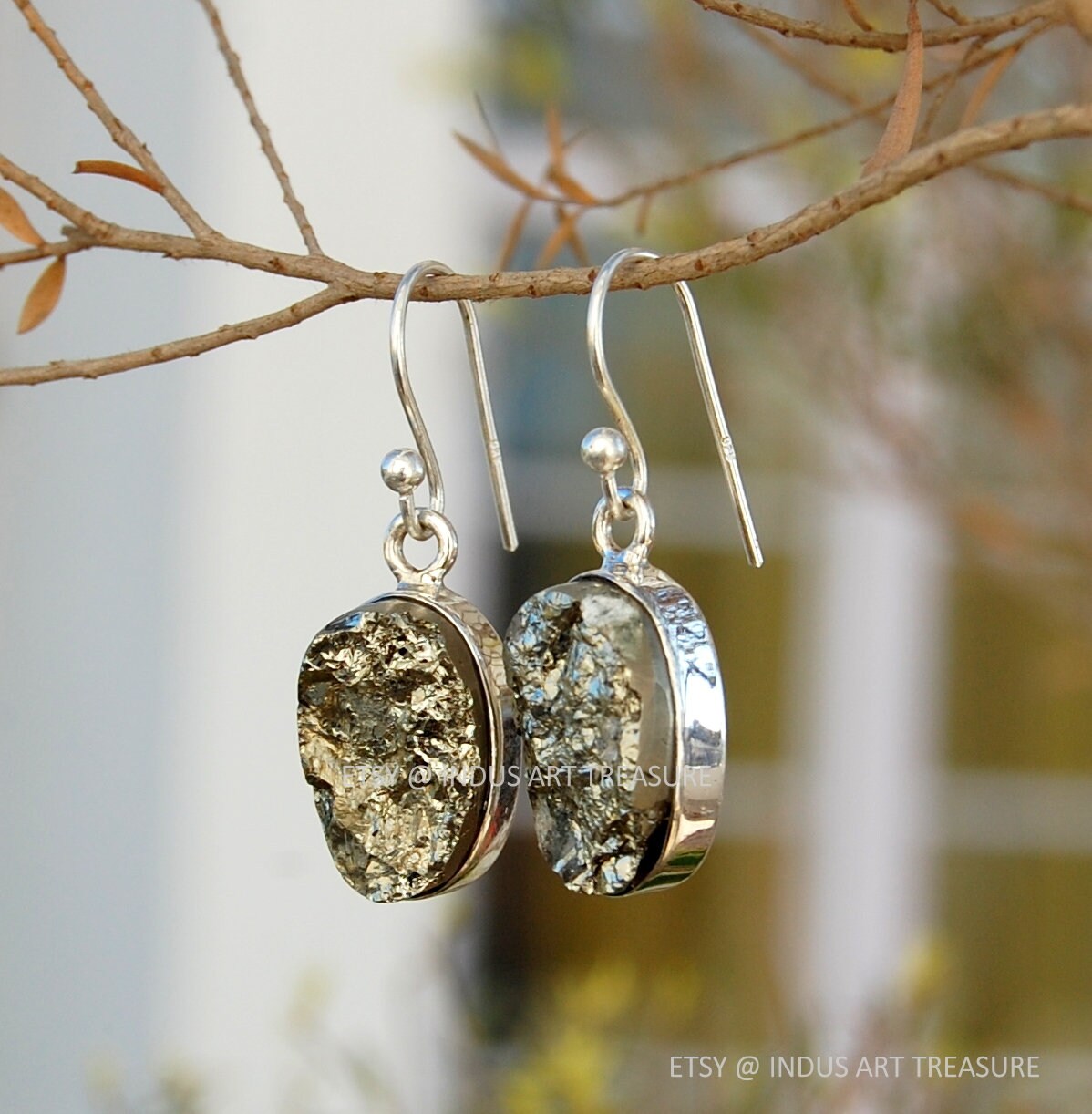 Raw Hematite Earrings