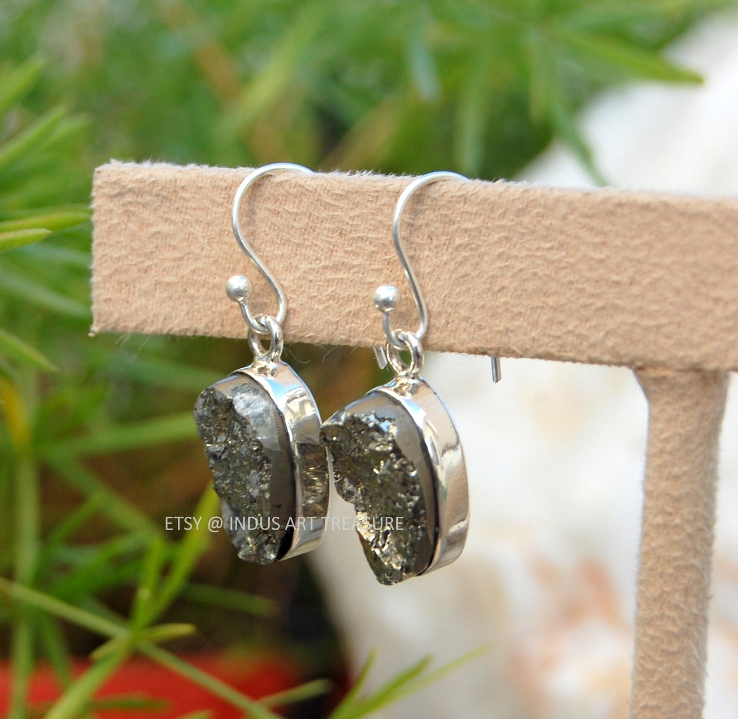 Raw Hematite Earrings