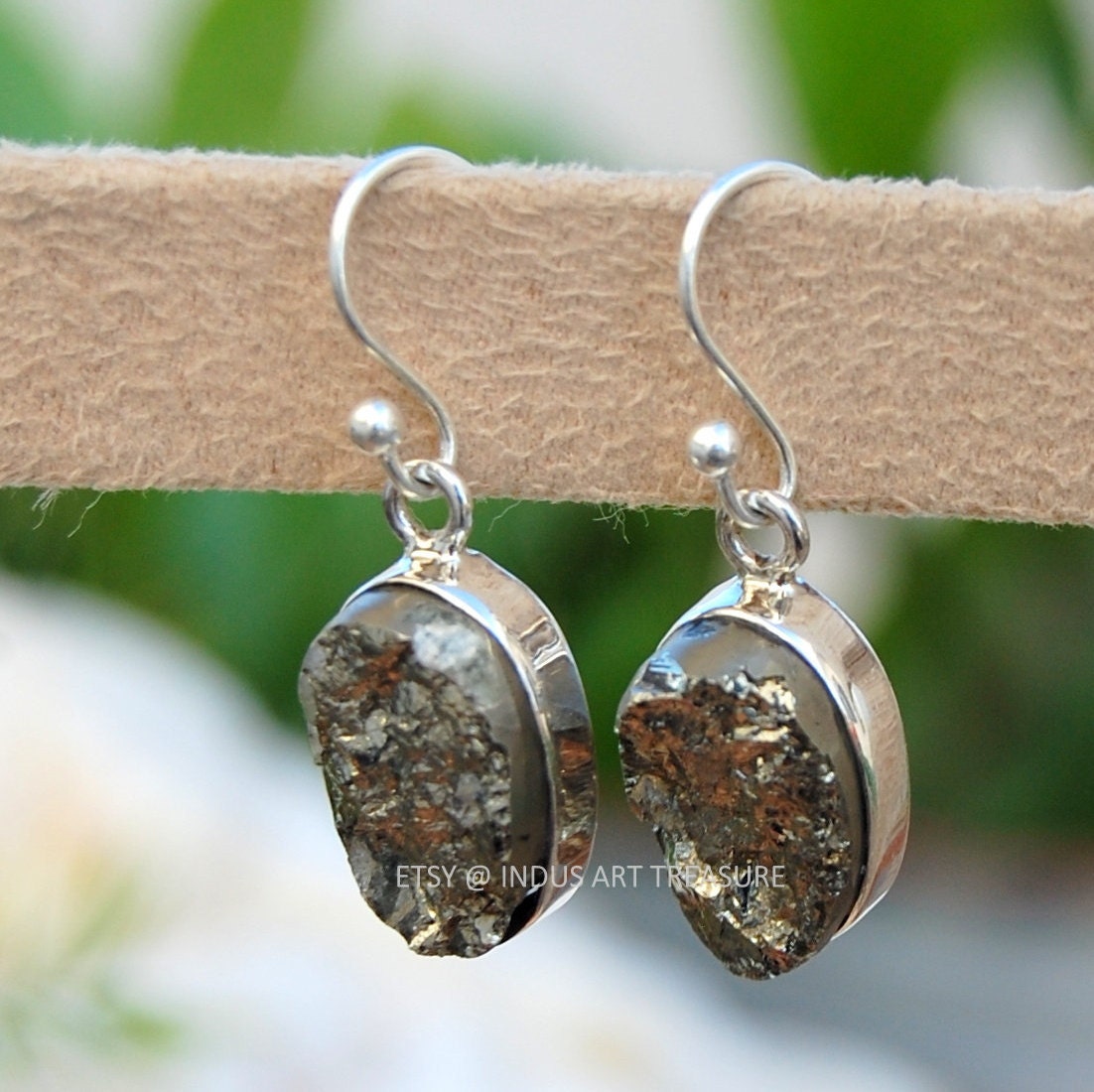Raw Hematite Earrings