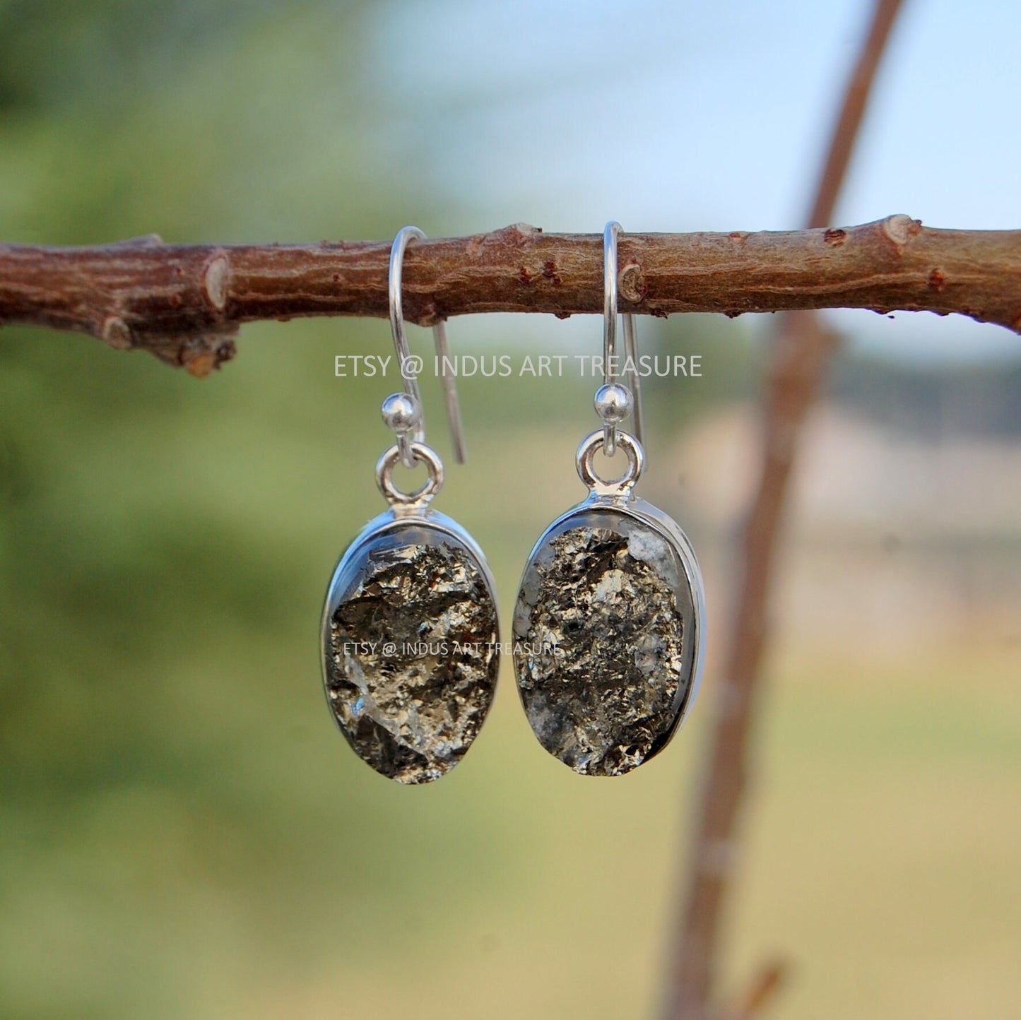 Raw Hematite Earrings