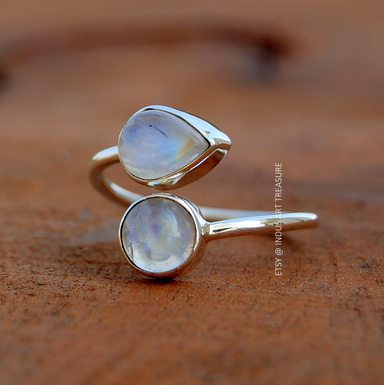 Rainbow Moonstone Coil Ring