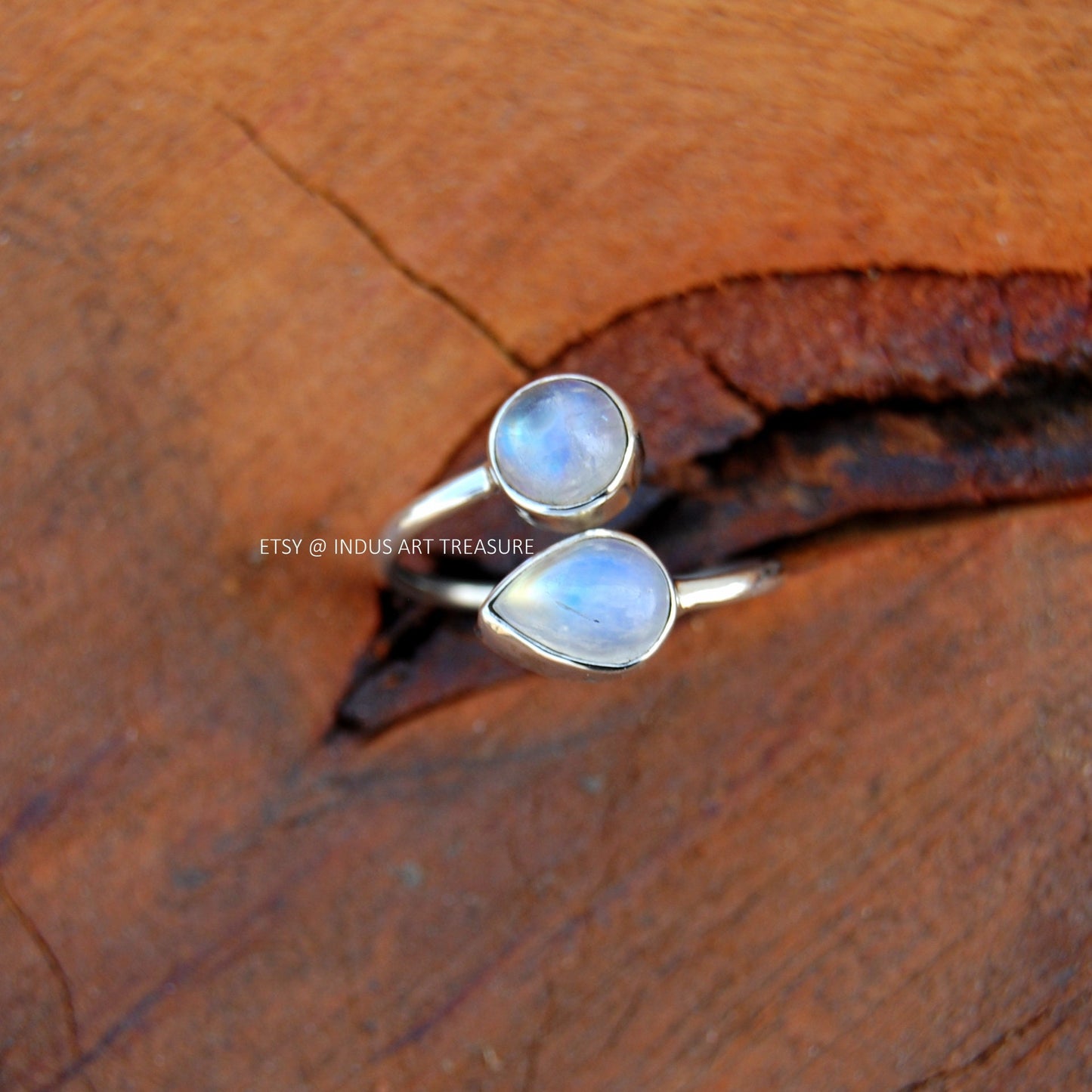 Rainbow Moonstone Coil Ring
