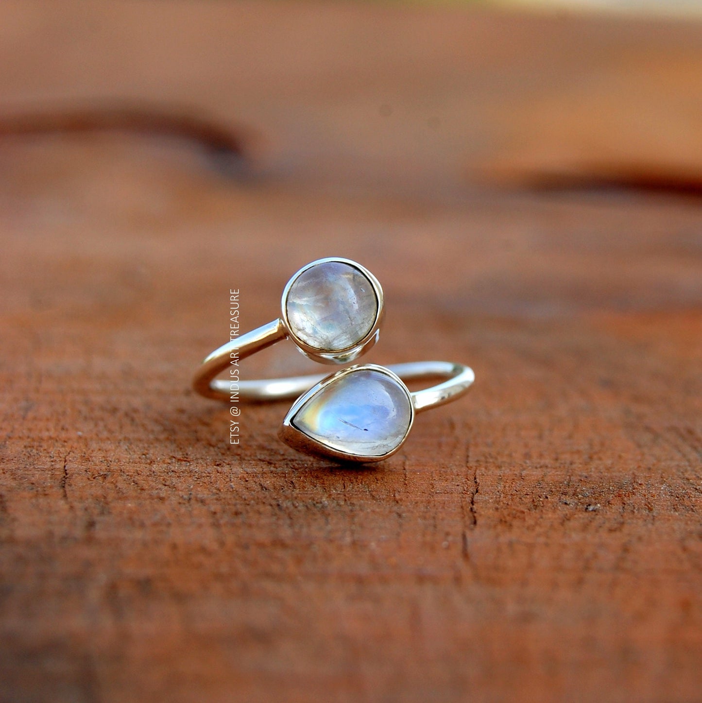 Rainbow Moonstone Coil Ring