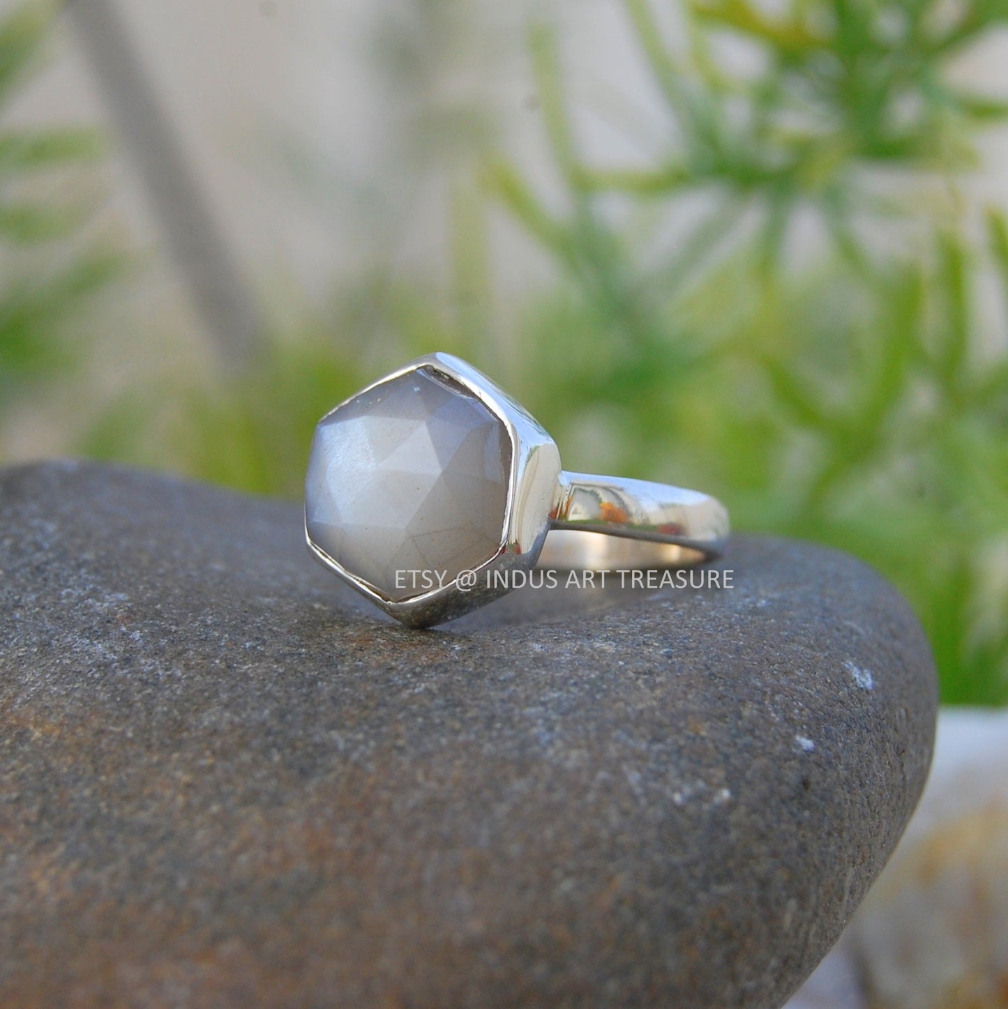 Gray Moonstone Dainty Ring
