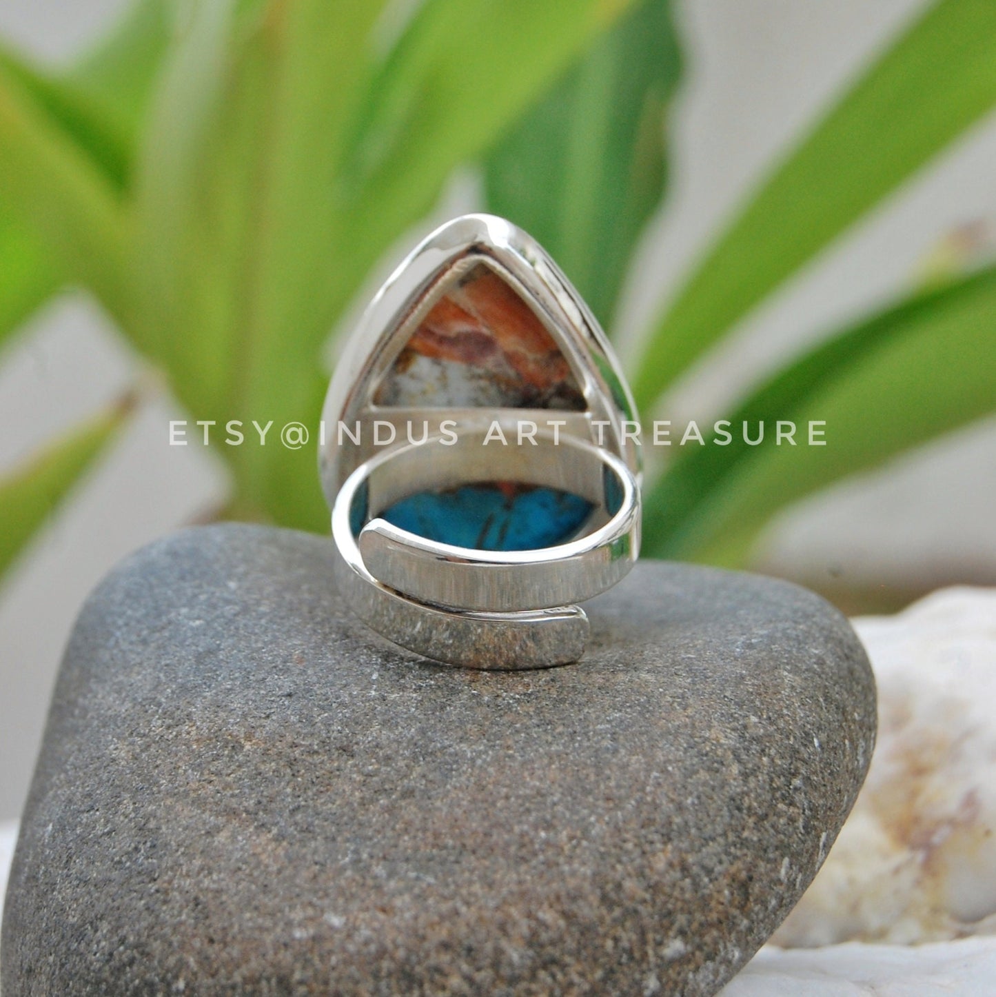 Oyster Copper Turquoise Statement Ring