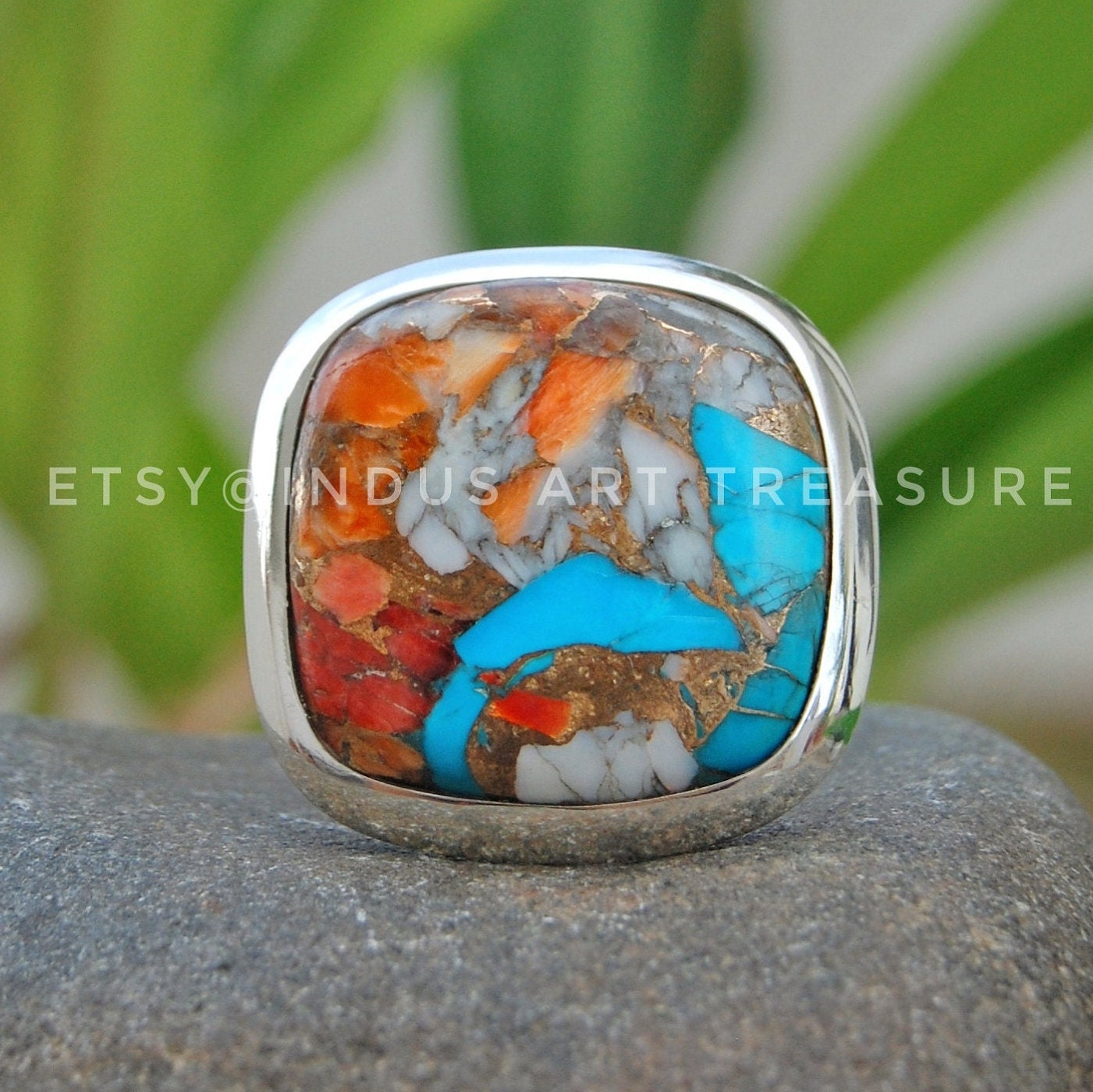 Oyster Copper Turquoise Statement Ring