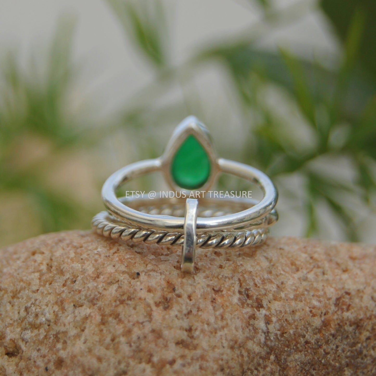 Green Jade Stacking Ring Set