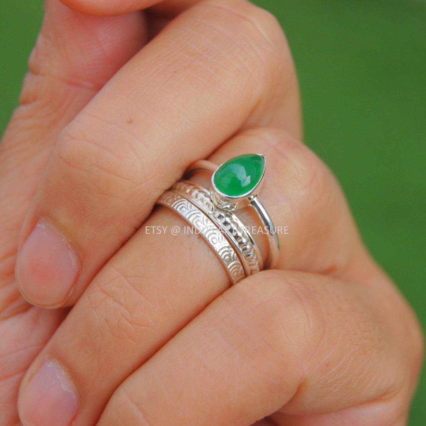 Natural Jade Stacking Ring Set