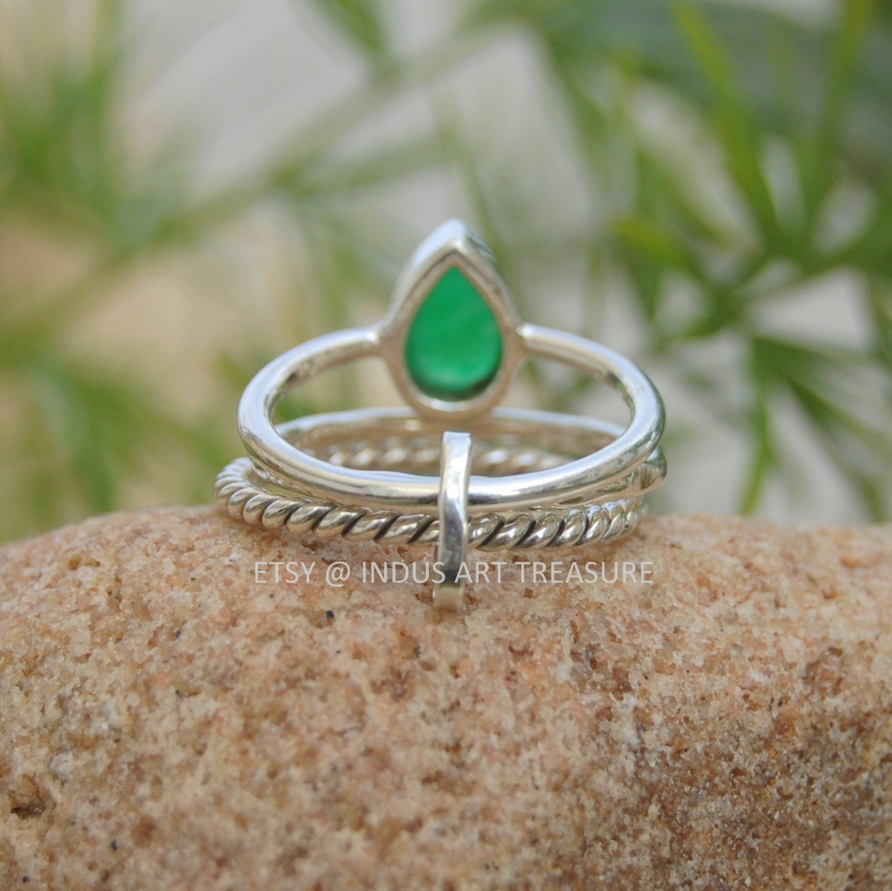 Green Jade Stacking Ring Set