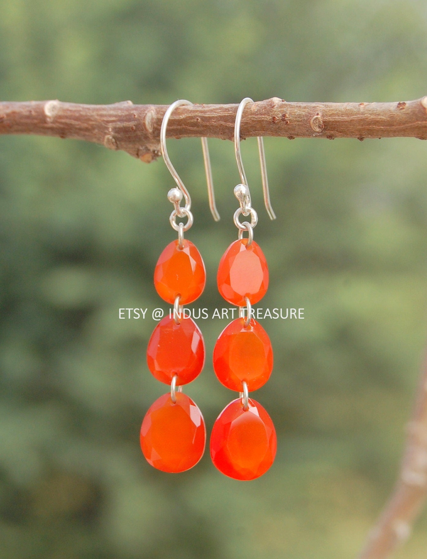 Carnelian Long Dangling Earrings